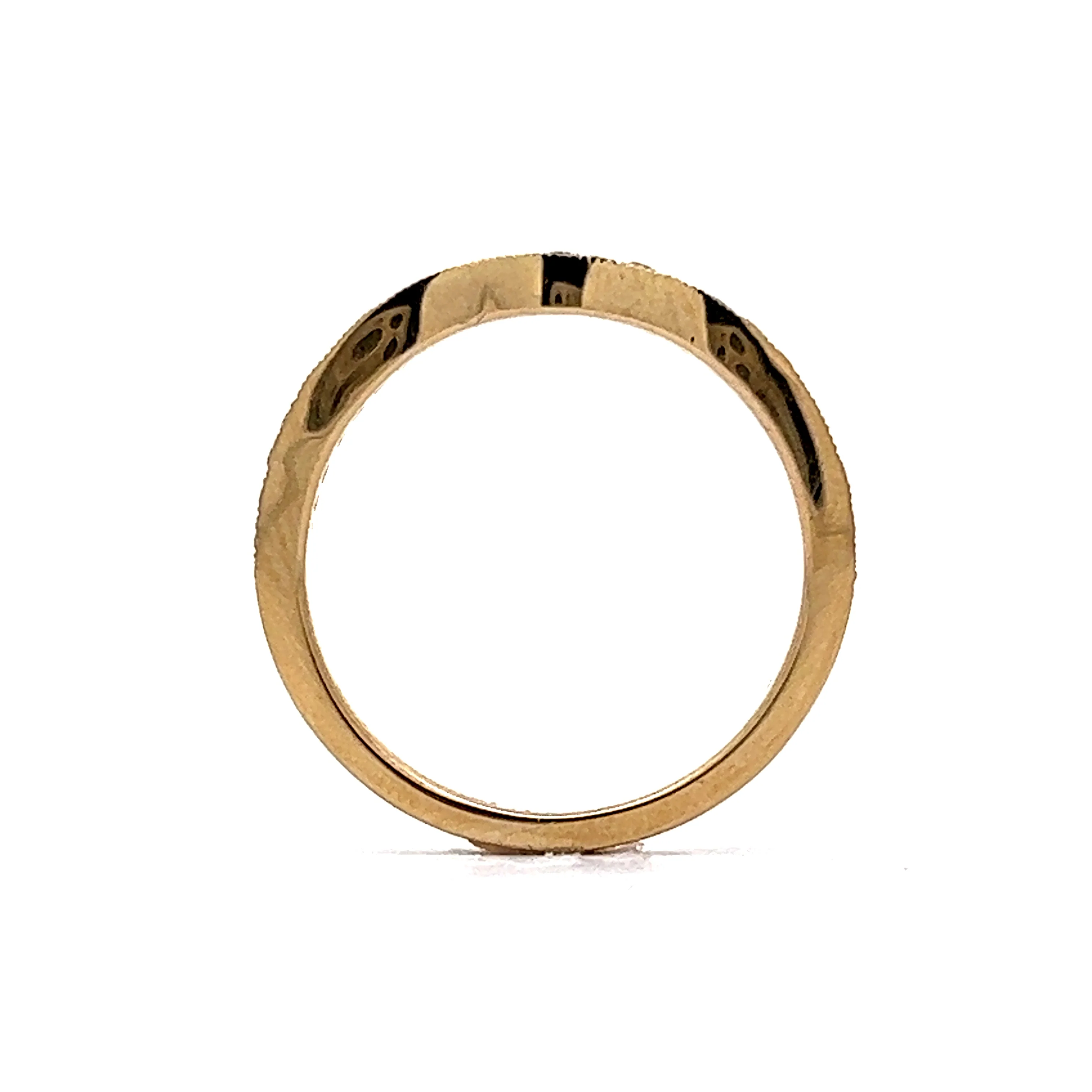 Milgrain Diamond Contour Wedding Band in 14k Yellow Gold - Image 4