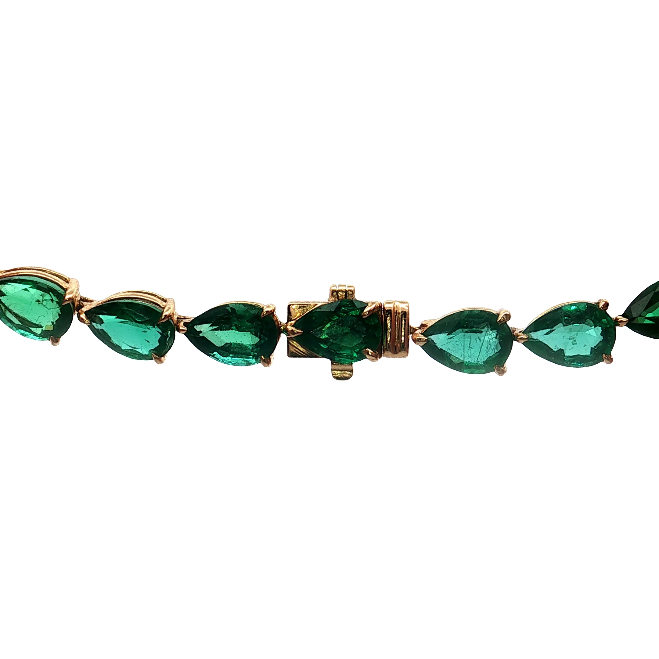 26.59 Pear Cut Emerald Tennis Necklace 18k Yellow Gold - Image 4