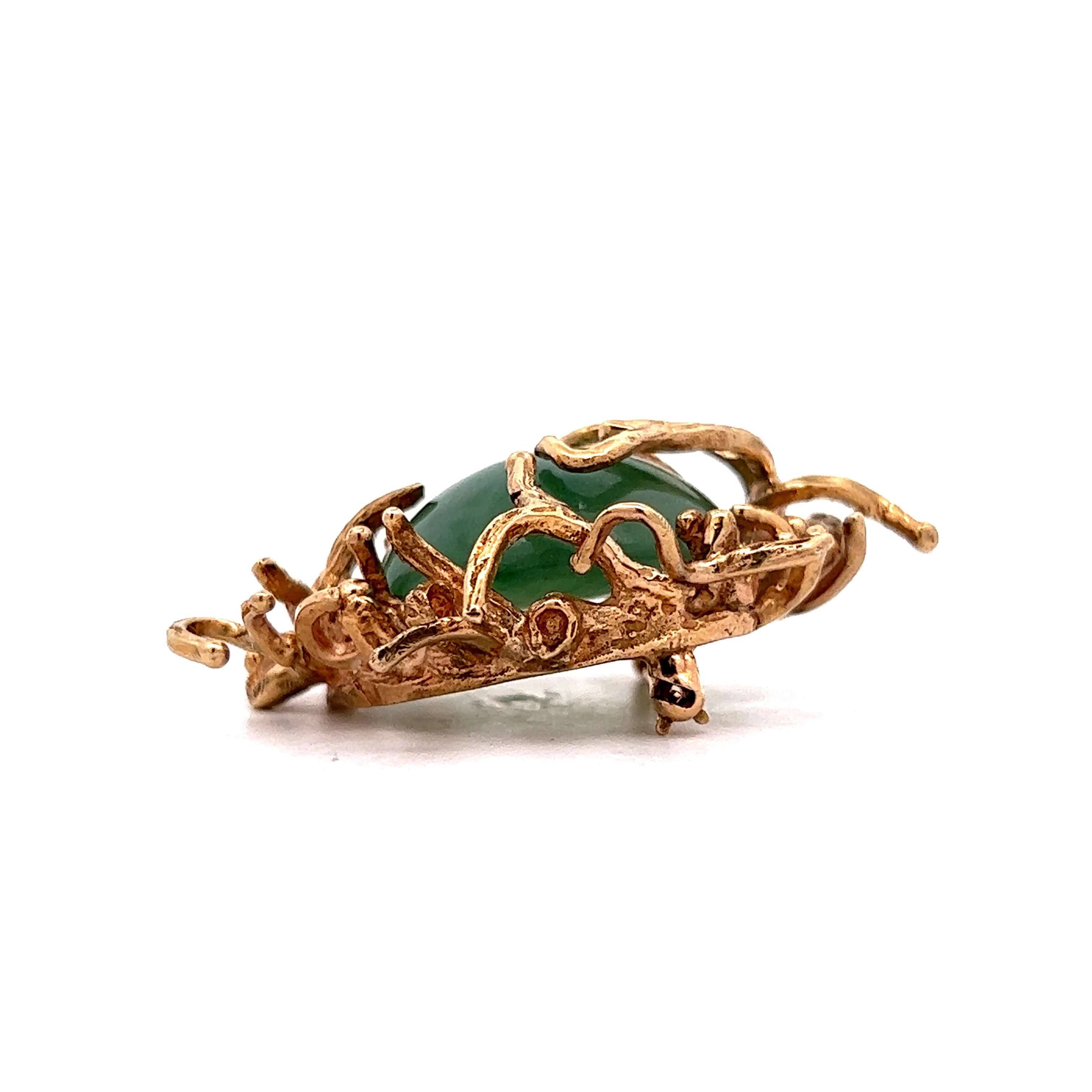 26.94 Jadeite Cabochon Brooch in 14k Yellow Gold - Image 3
