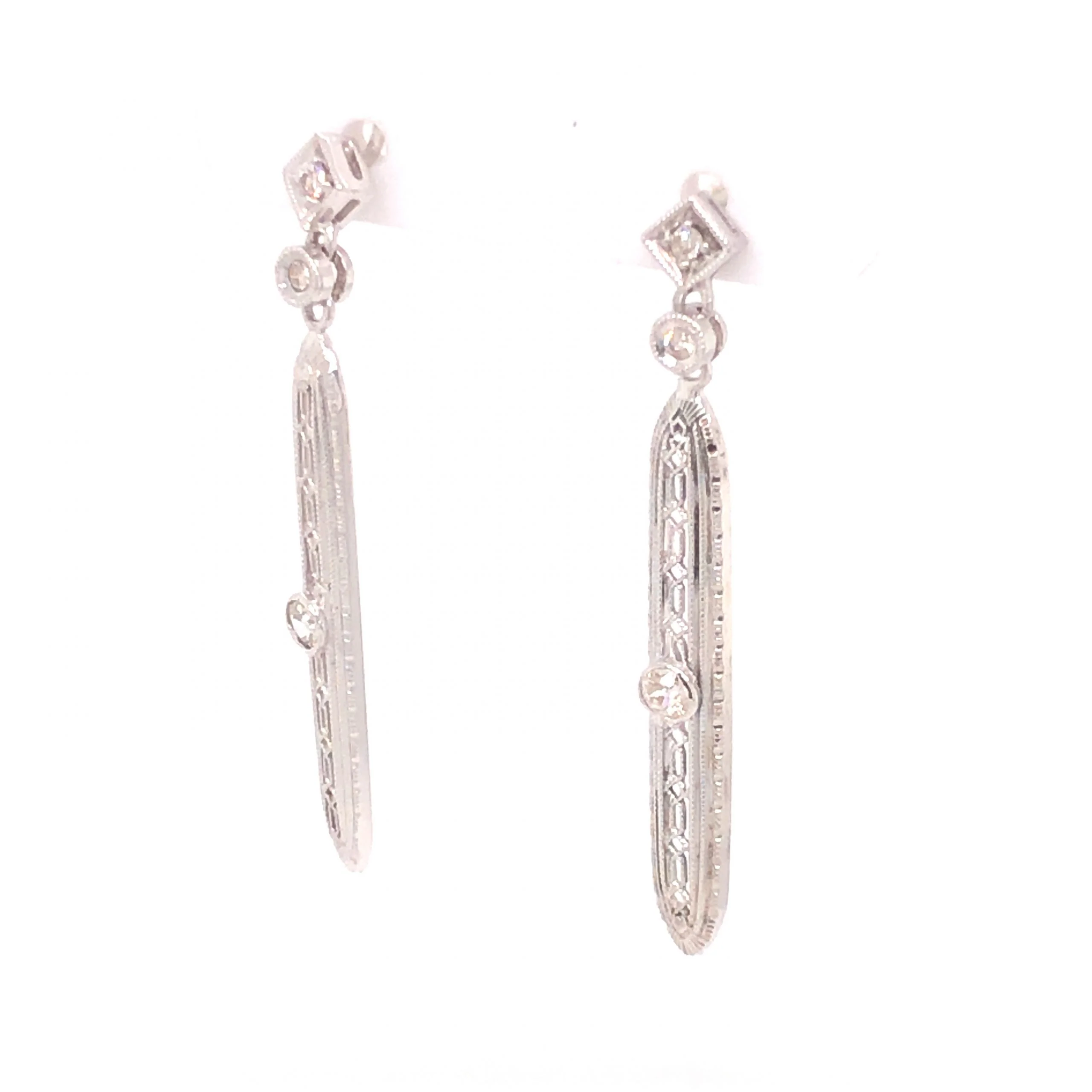 .26 Art Deco Diamond Earrings in 18k White Gold - Image 2