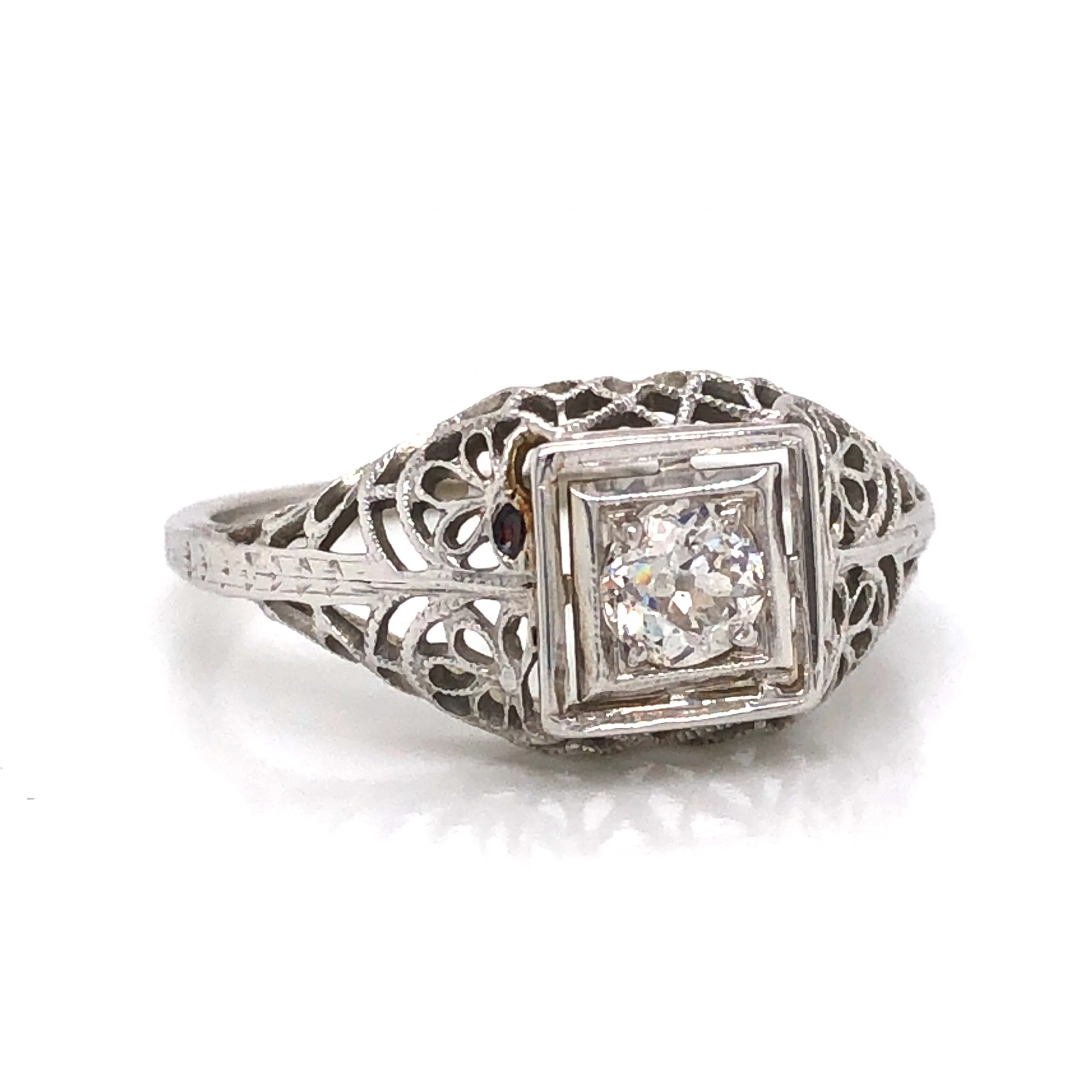 .26 Art Deco Filigree Diamond Engagement Ring in Platinum - Image 3