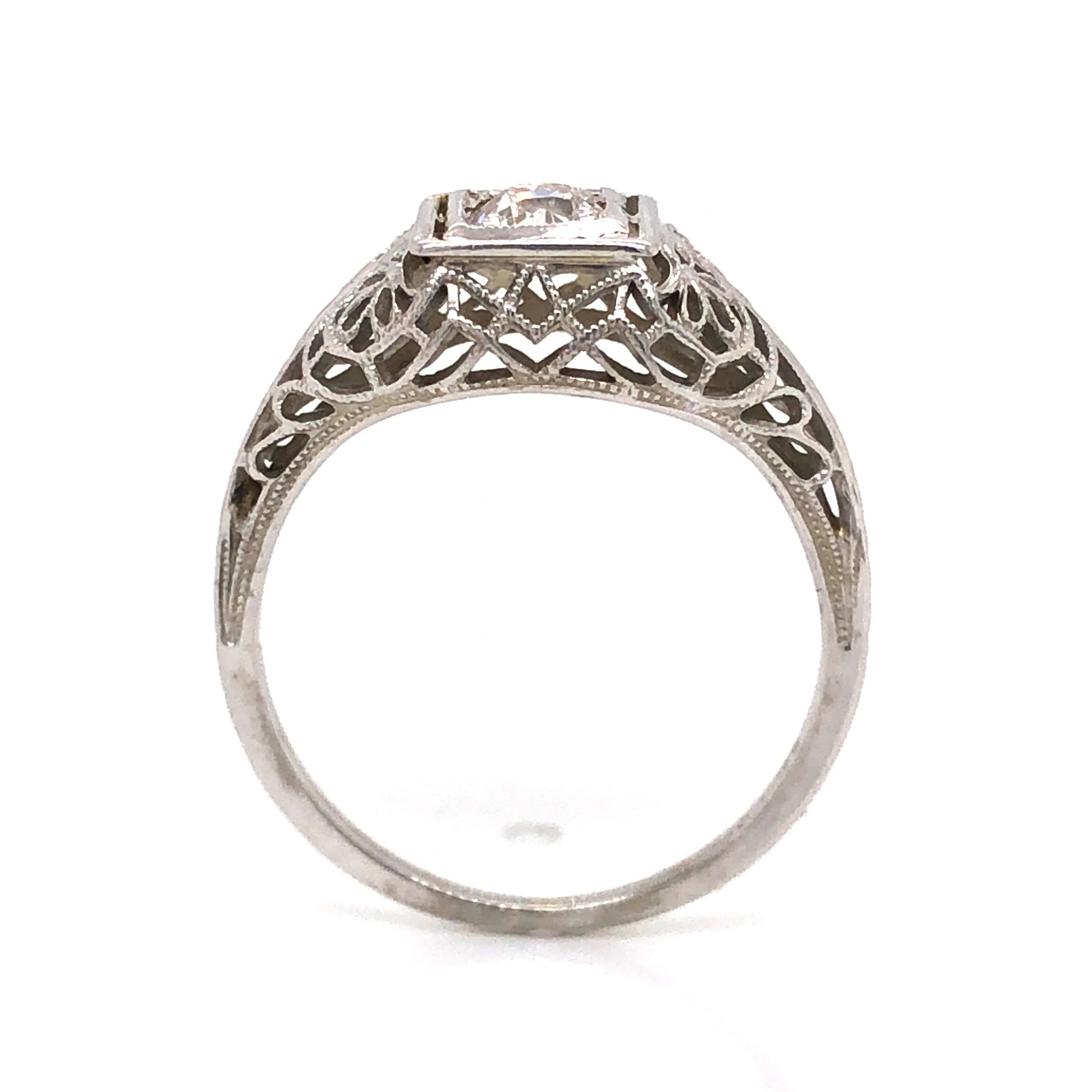 .26 Art Deco Filigree Diamond Engagement Ring in Platinum - Image 4