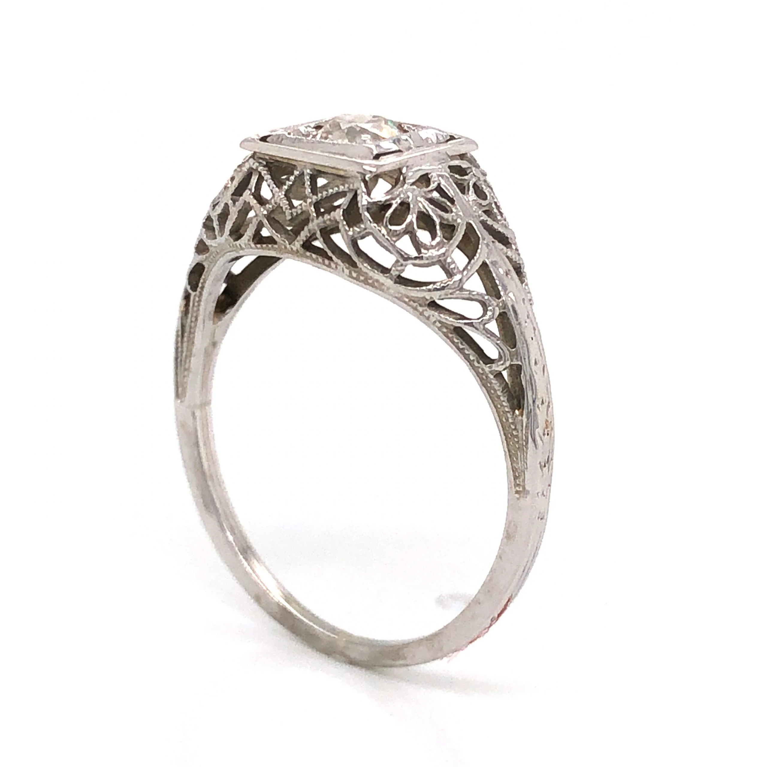 .26 Art Deco Filigree Diamond Engagement Ring in Platinum - Image 5