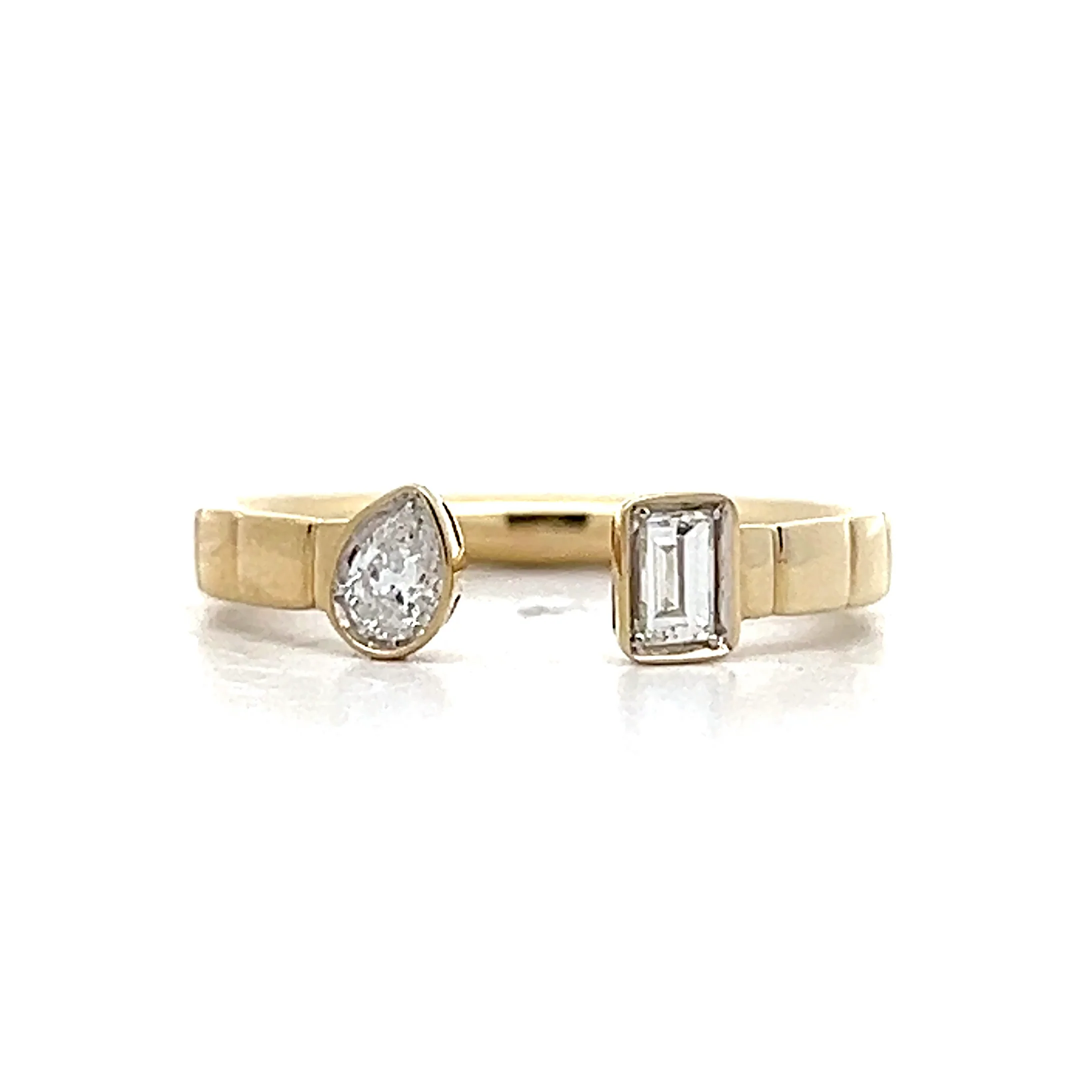 .26 Emerald & Pear Diamond Stacking Ring in 14k