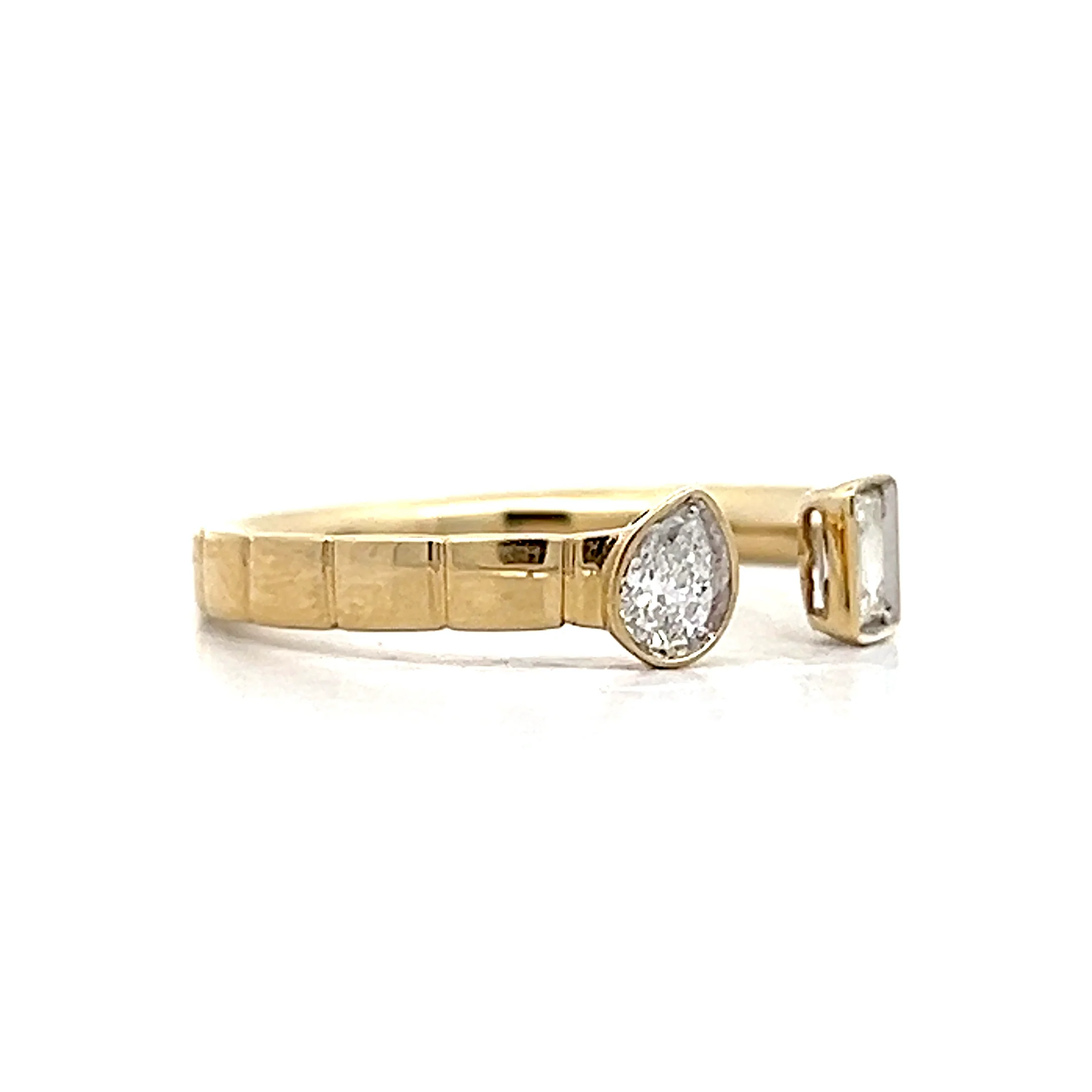 .26 Emerald & Pear Diamond Stacking Ring in 14k - Image 3