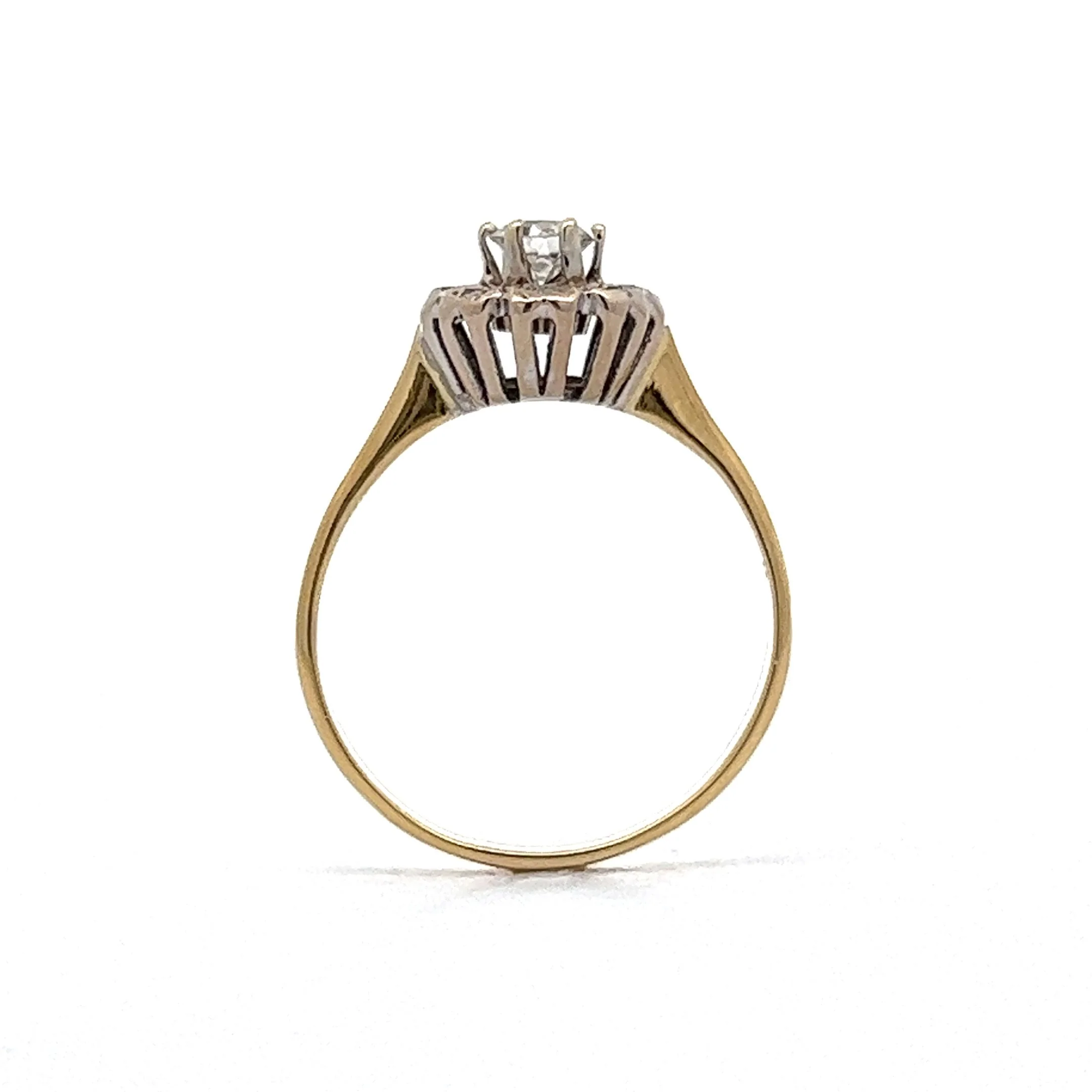 Vintage Mid-Century Cluster Diamond Engagement Ring in 14k Yellow & White Gold - Image 4