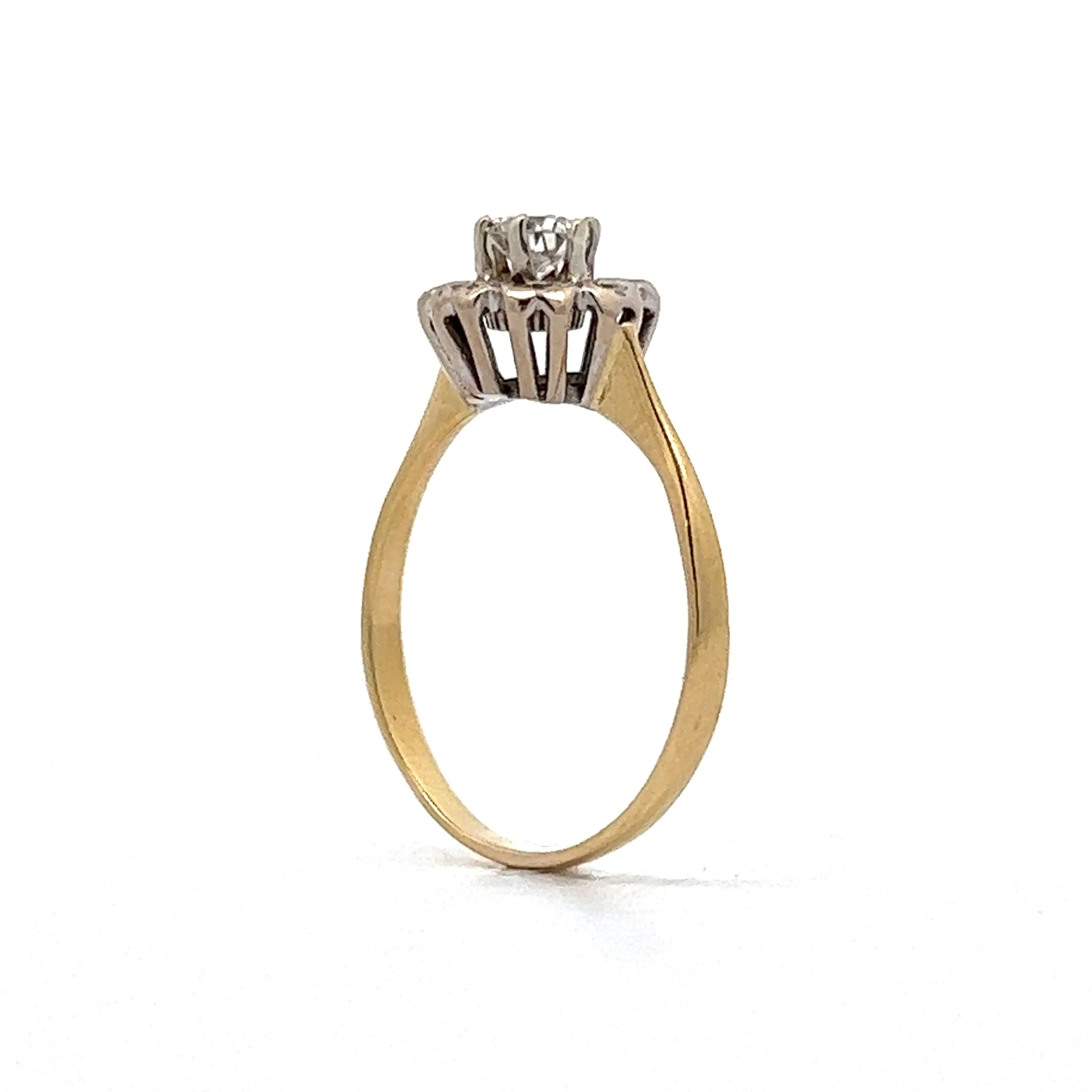 Vintage Mid-Century Cluster Diamond Engagement Ring in 14k Yellow & White Gold - Image 5