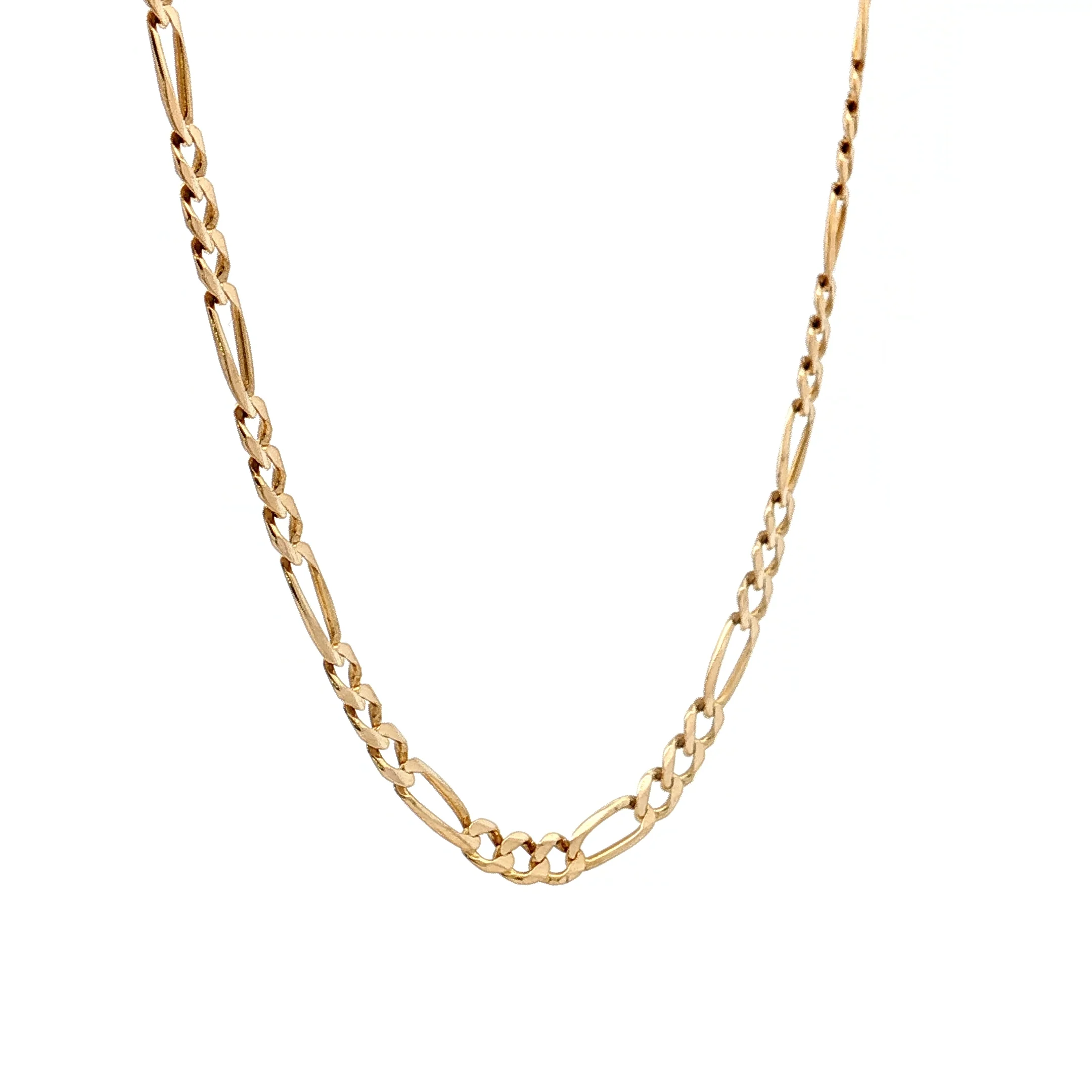 26" Figaro Chain Necklace 14k Yellow Gold - Image 3