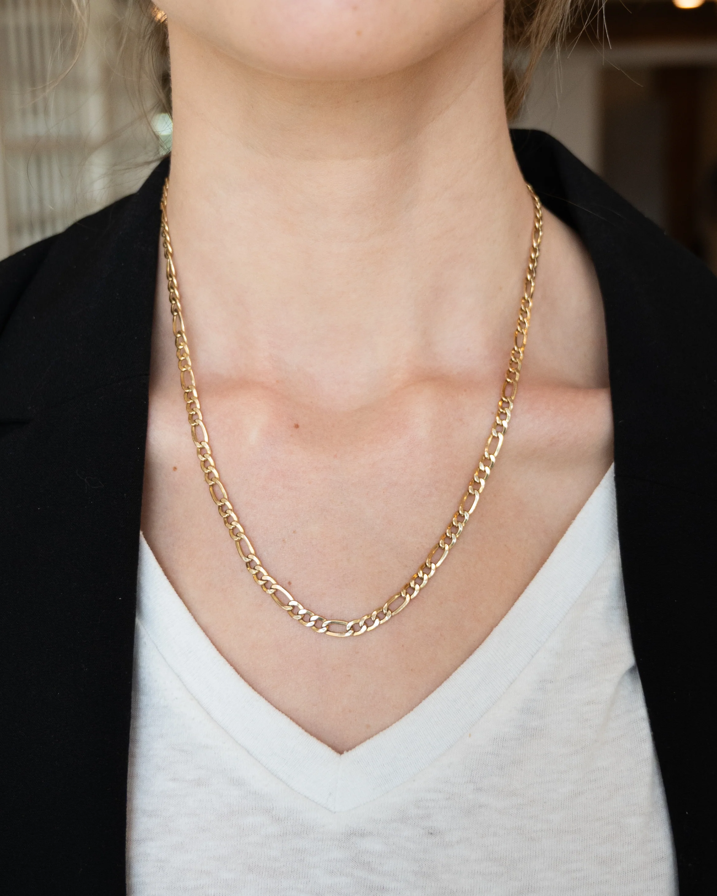26" Figaro Chain Necklace 14k Yellow Gold - Image 6