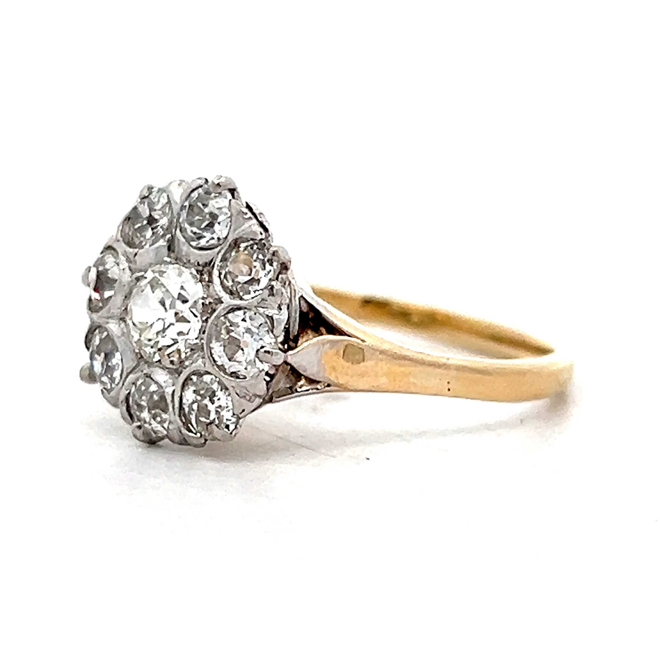.26 Old Euro Diamond Cluster Engagement Ring in 14k - Image 2