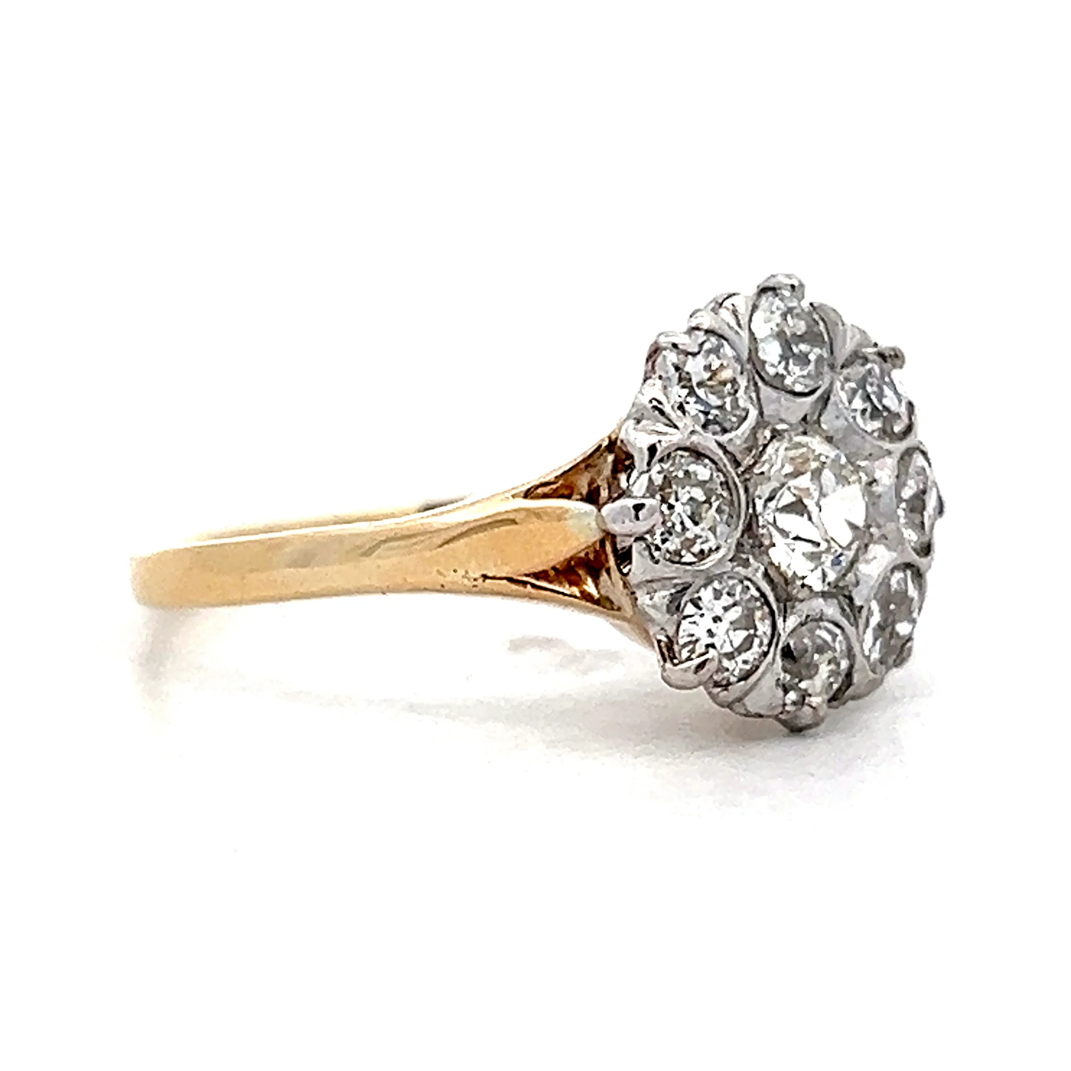 .26 Old Euro Diamond Cluster Engagement Ring in 14k - Image 3