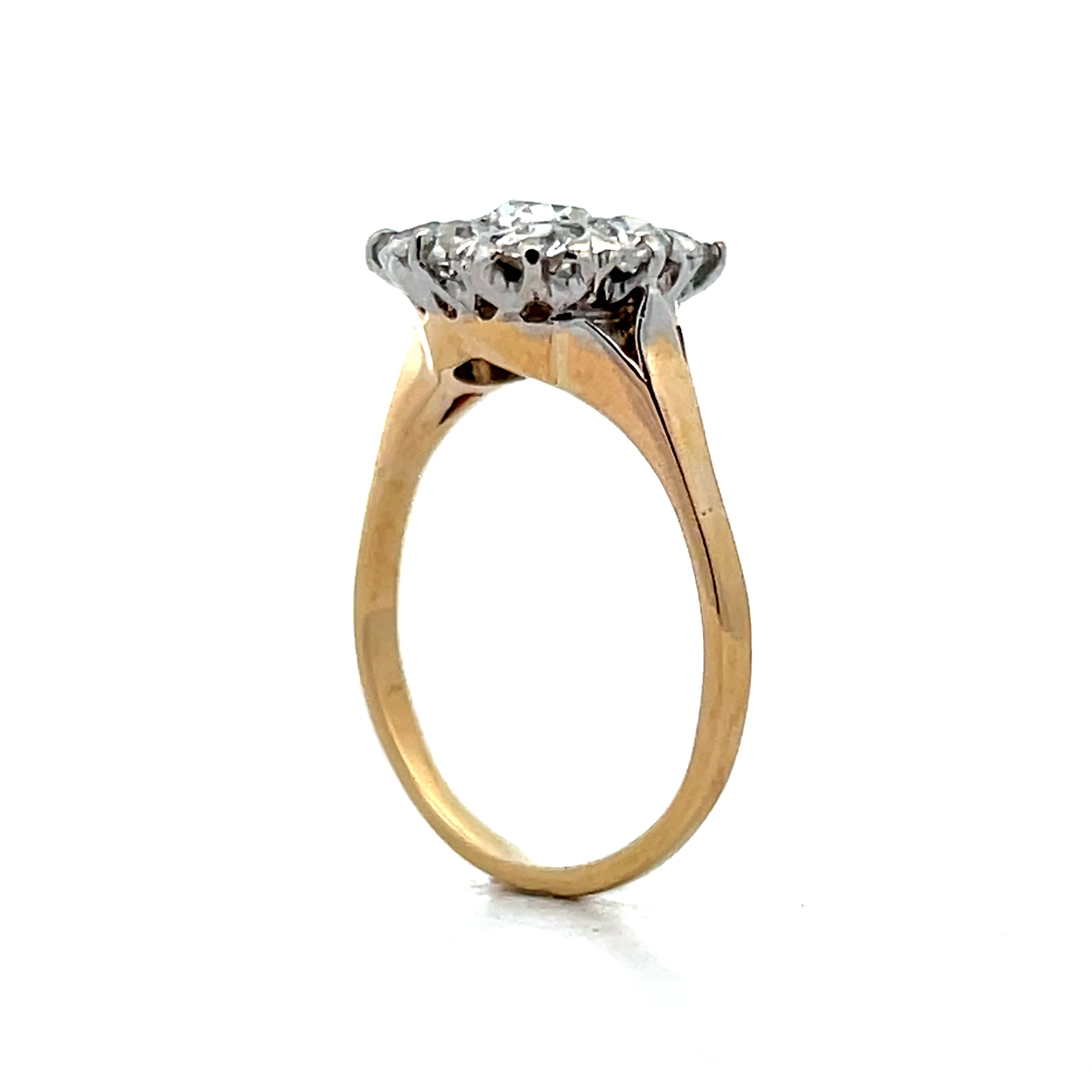 .26 Old Euro Diamond Cluster Engagement Ring in 14k - Image 5