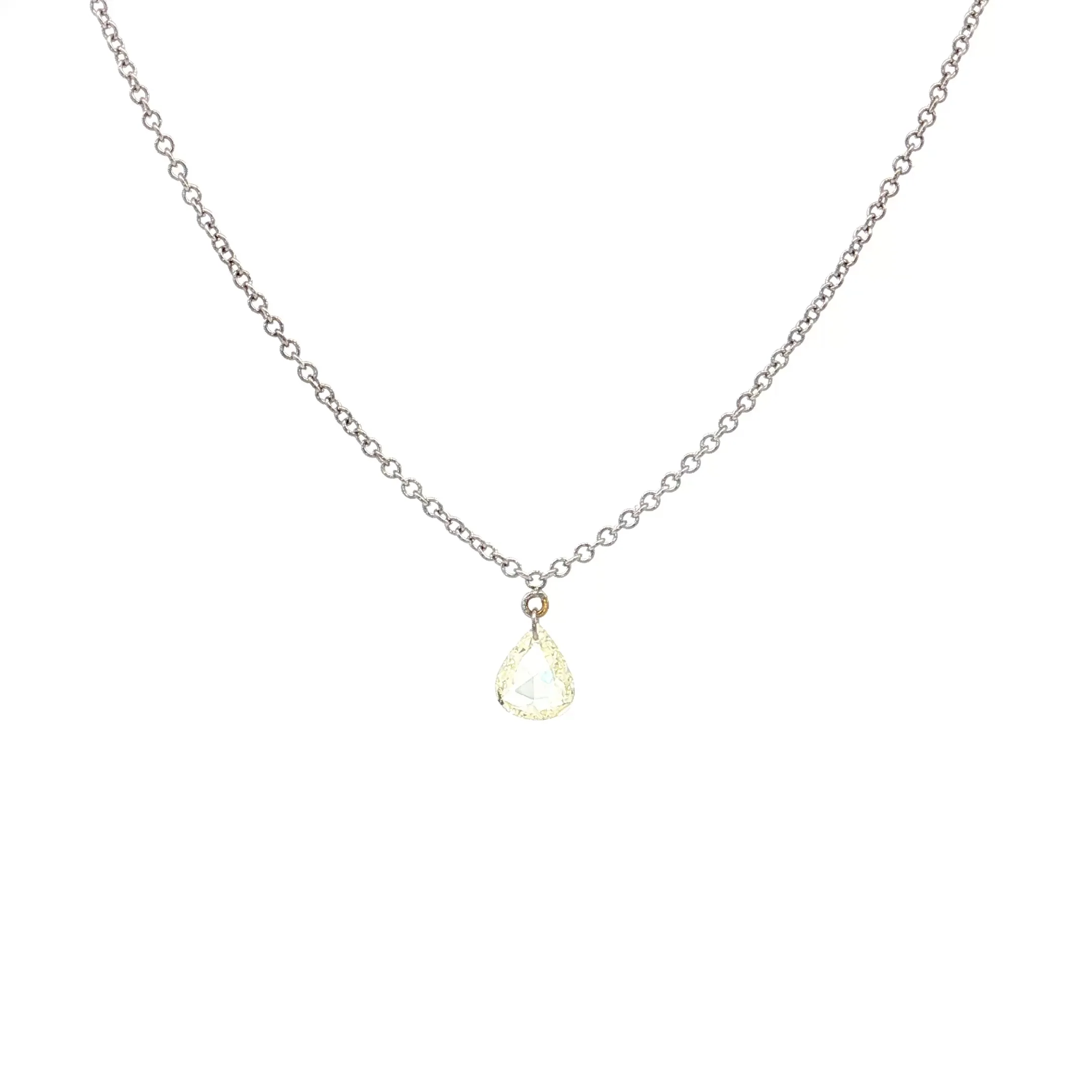 .26 Pear Rose Cut Diamond Pendant Necklace 14k