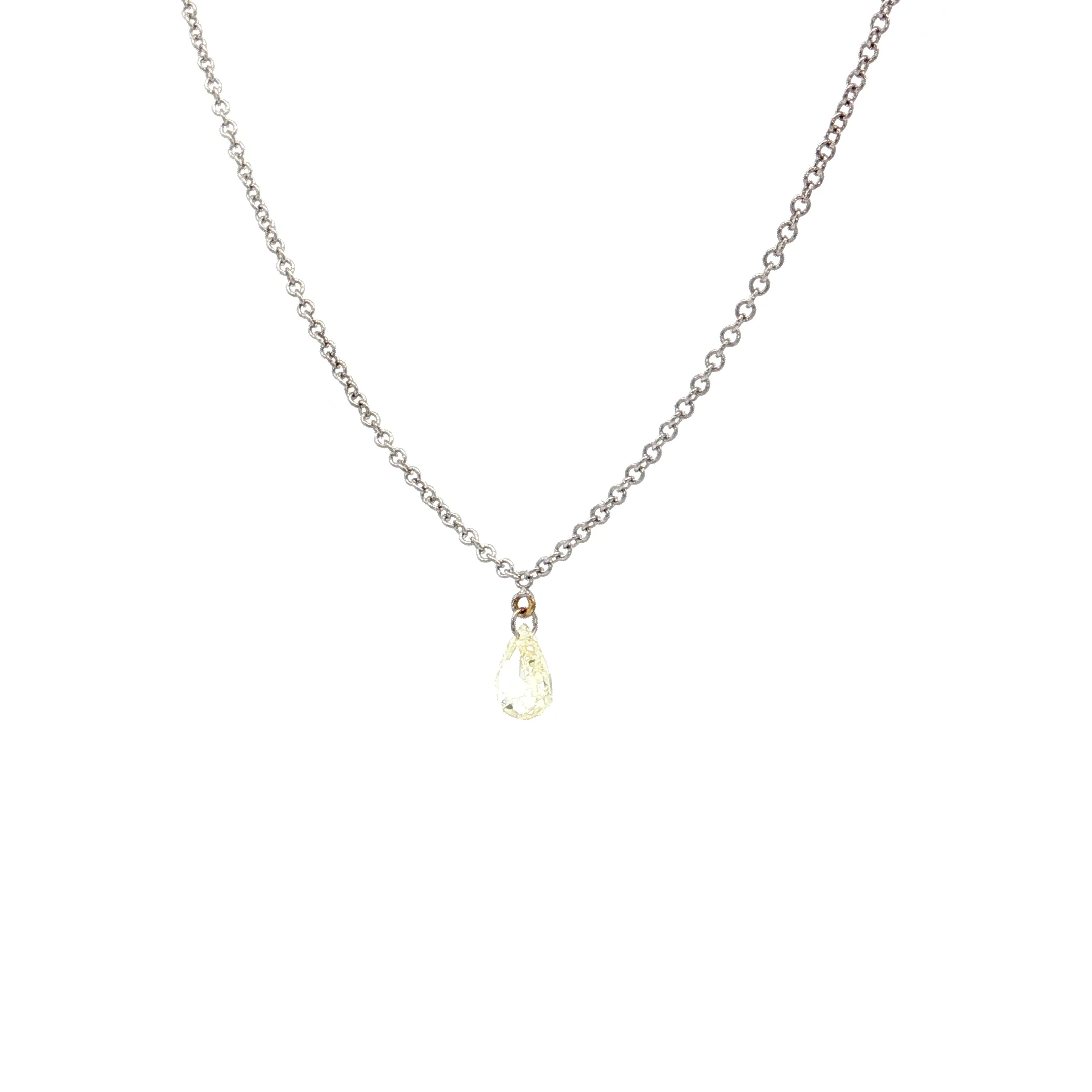 .26 Pear Rose Cut Diamond Pendant Necklace 14k - Image 2