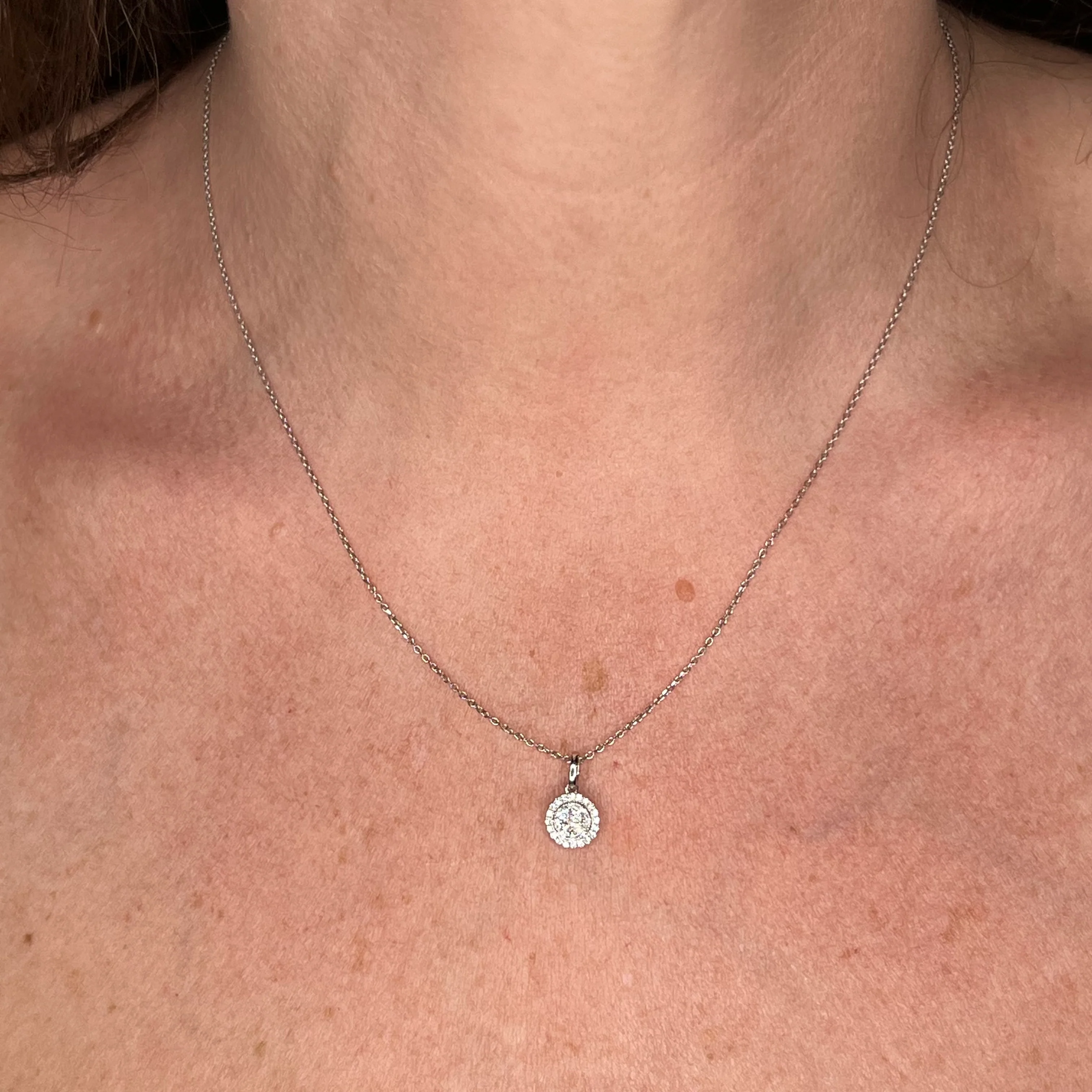 .26 Round Pave Diamond Pendant Necklace in 14k White Gold - Image 4