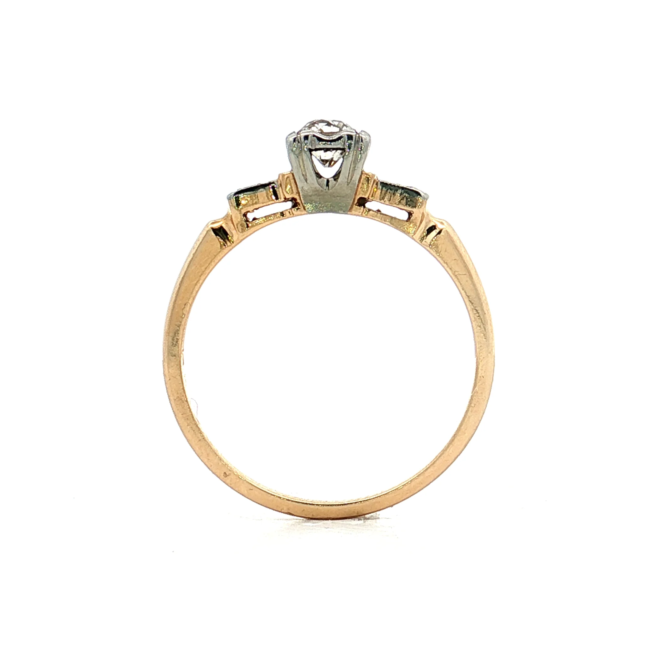 .26 Vintage Retro Diamond Engagement Ring 14k - Image 4