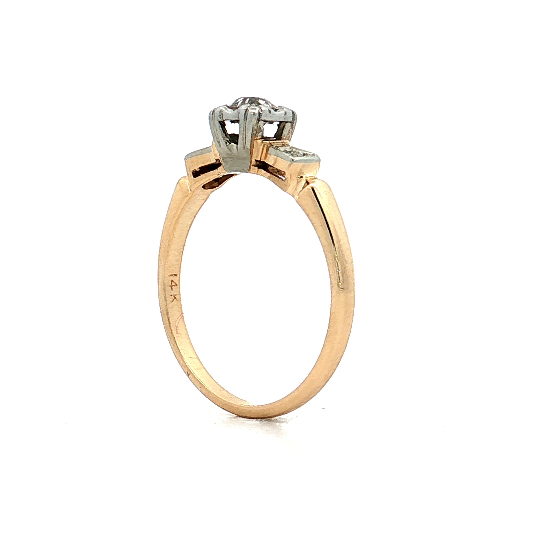 .26 Vintage Retro Diamond Engagement Ring 14k - Image 5