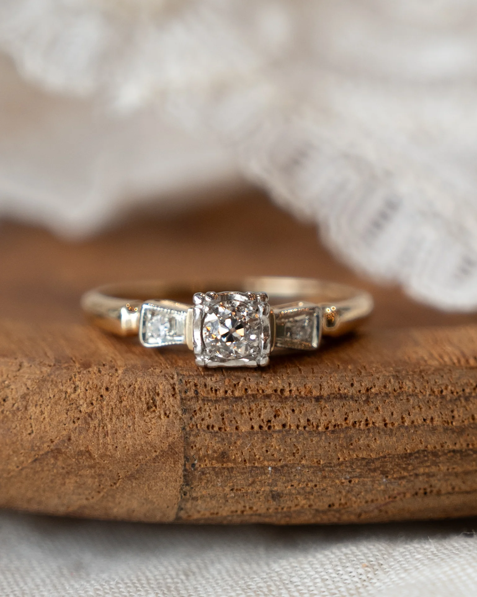 .26 Vintage Retro Diamond Engagement Ring 14k - Image 6