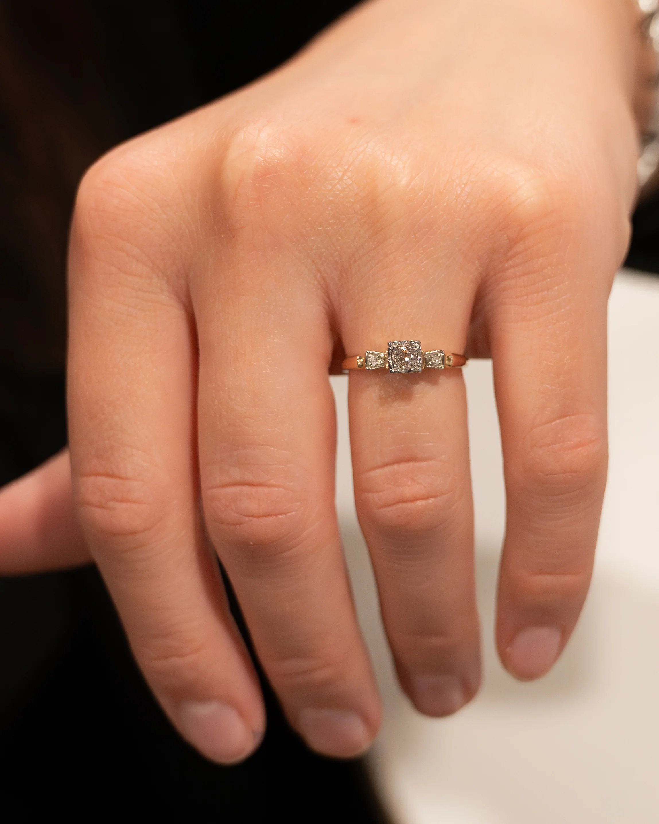 .26 Vintage Retro Diamond Engagement Ring 14k - Image 7