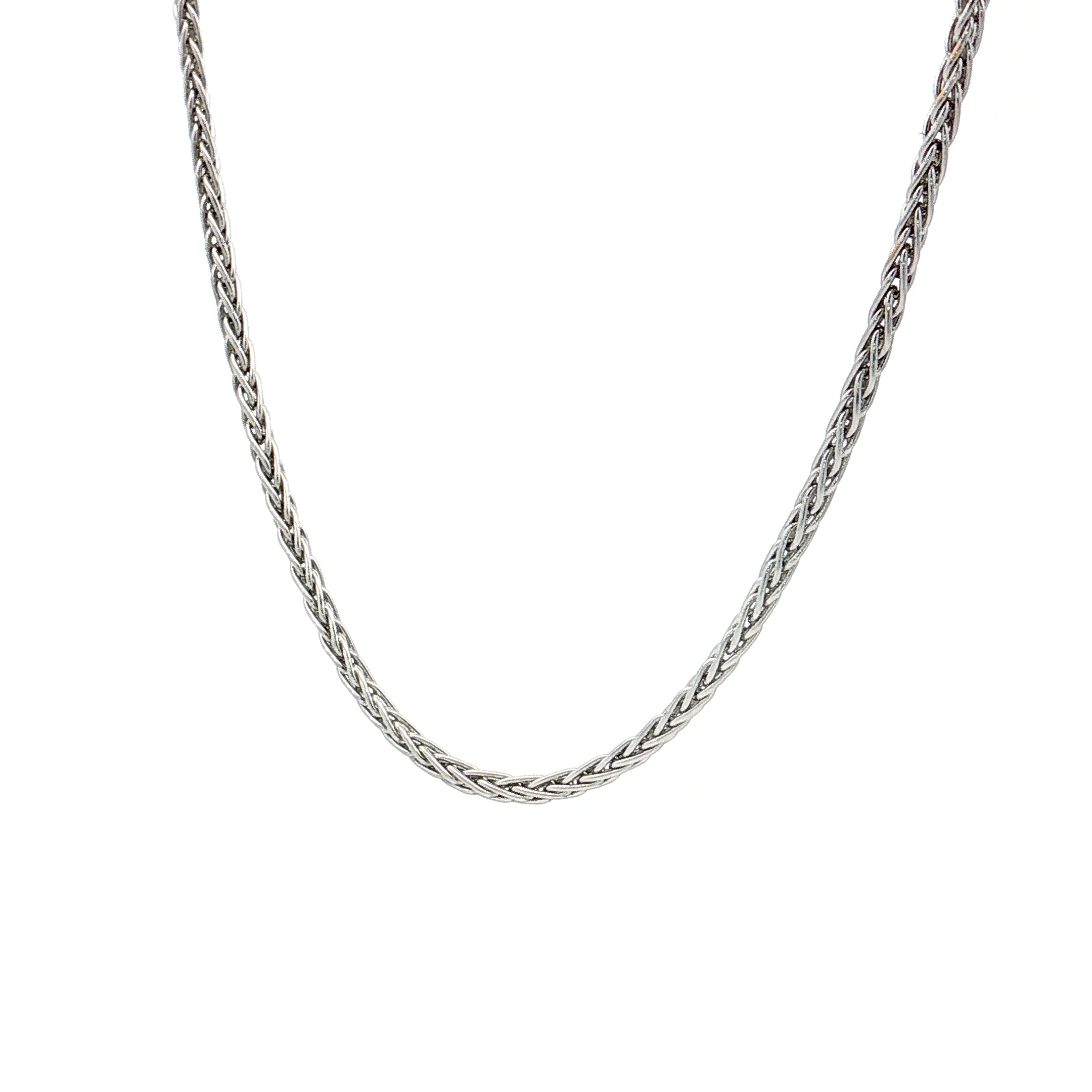 26" Wheat Chain Necklace 14k White Gold - Image 2