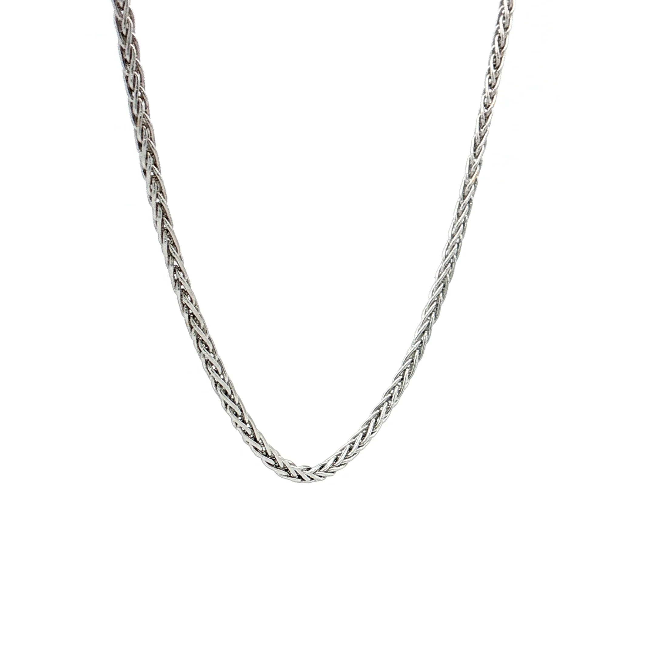 26" Wheat Chain Necklace 14k White Gold - Image 3