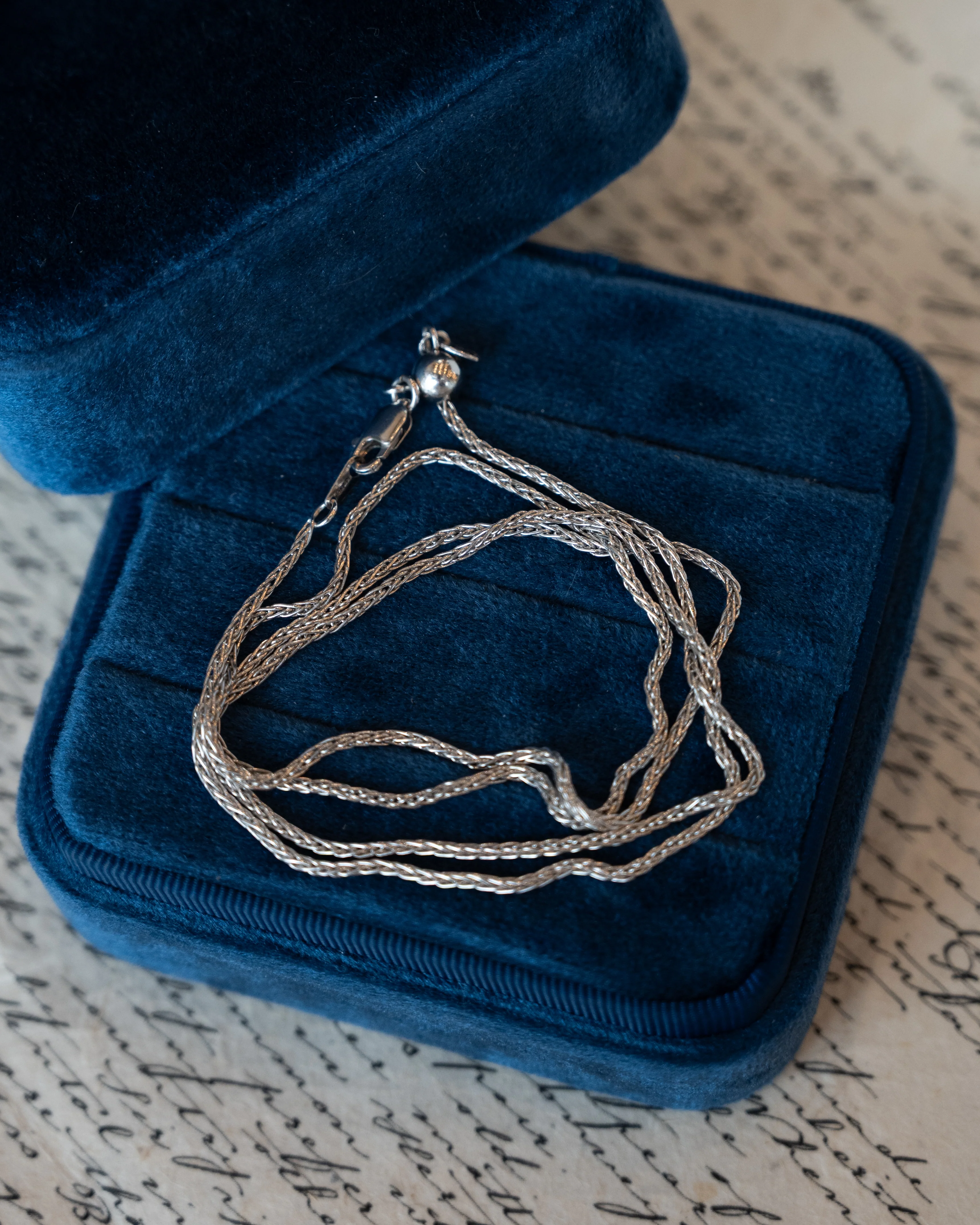 26" Wheat Chain Necklace 14k White Gold - Image 5