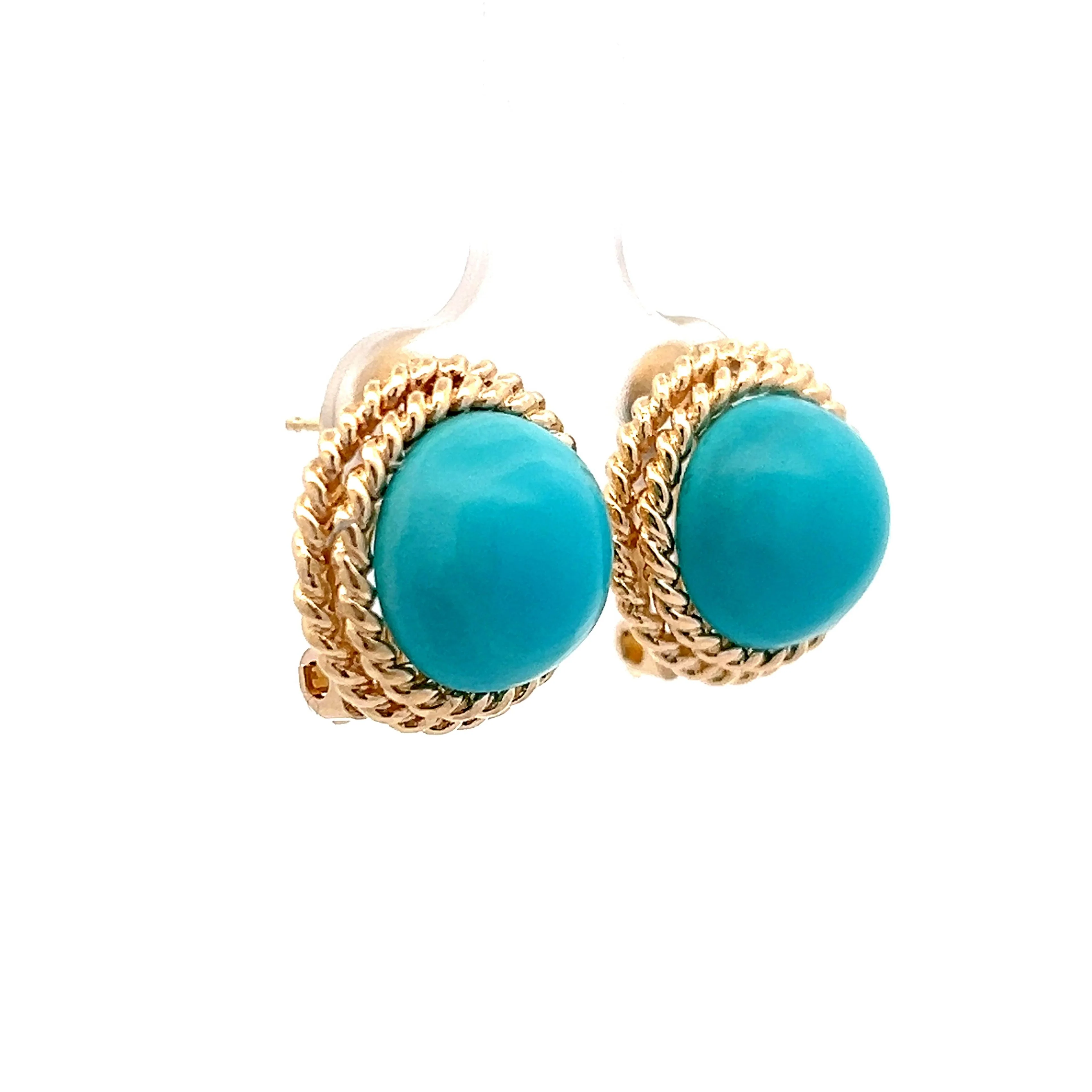 27.72 Cabochon Turquoise Stud Earrings in 14k - Image 3