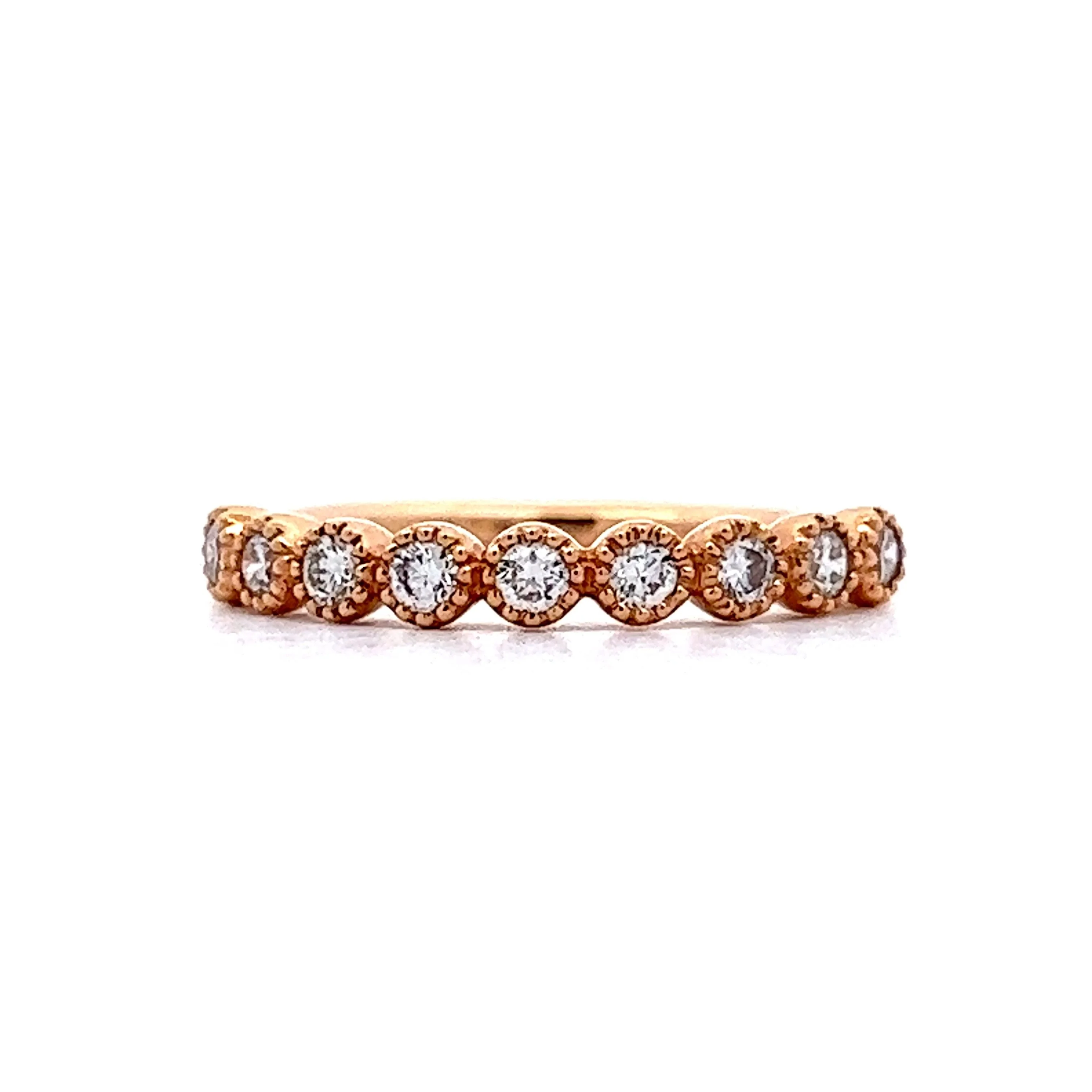 .27 Bezel Diamond Wedding Band in 18k Rose Gold