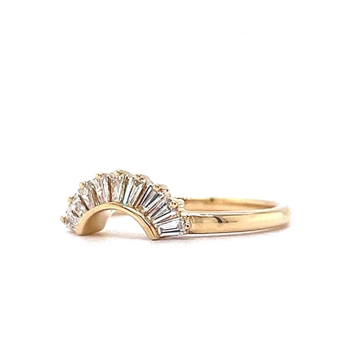 .27 Curved Baguette Diamond Wedding Band in 14k Yellow Gold - Image 2