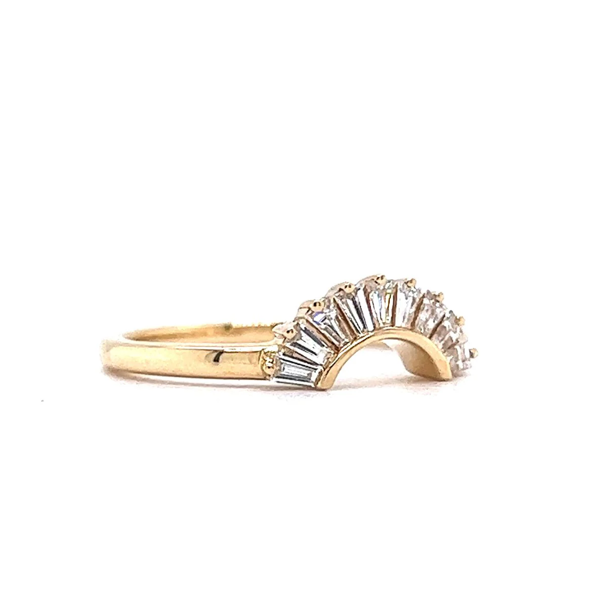 .27 Curved Baguette Diamond Wedding Band in 14k Yellow Gold - Image 3