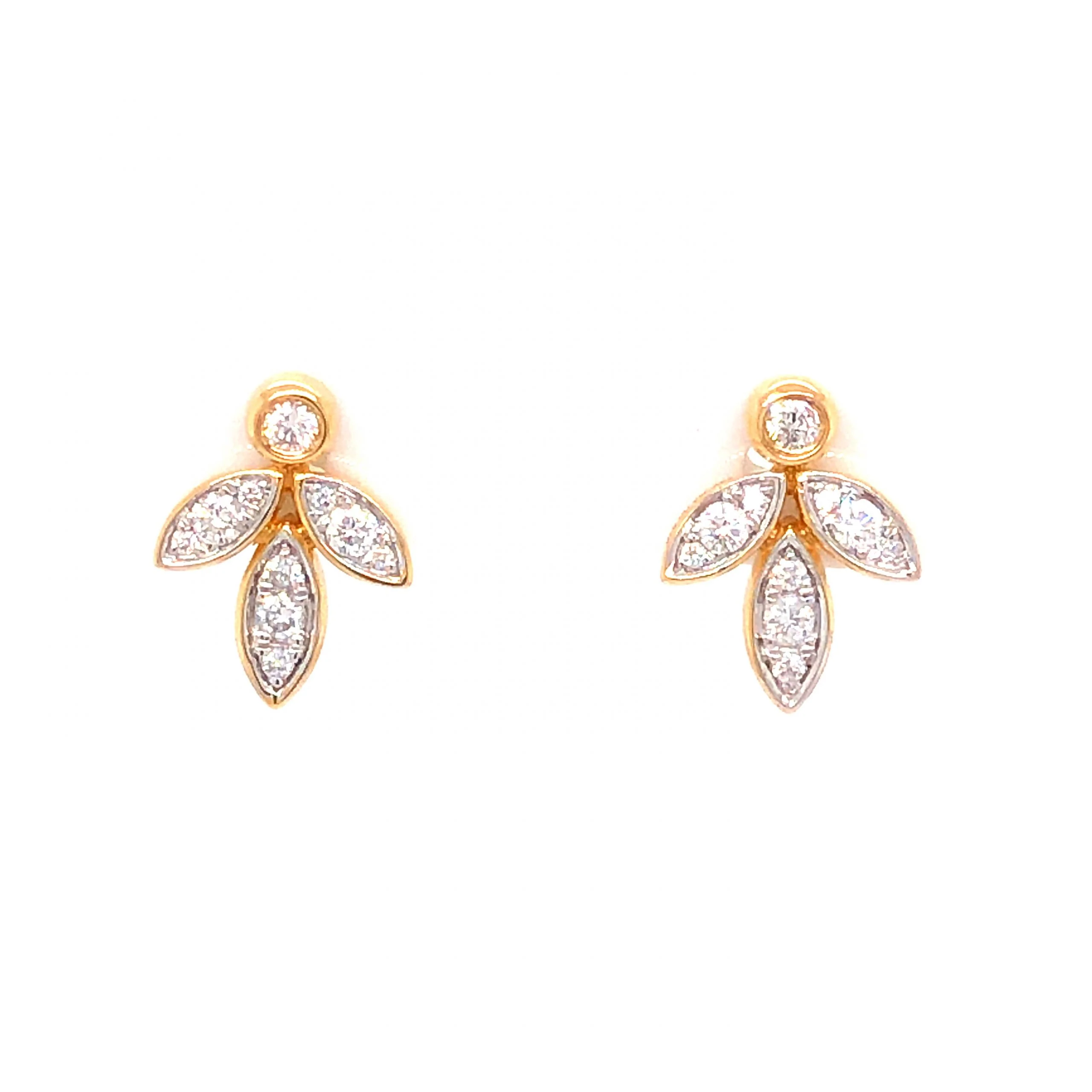 .27 Diamond Cluster Stud Earrings in 18k Yellow Gold