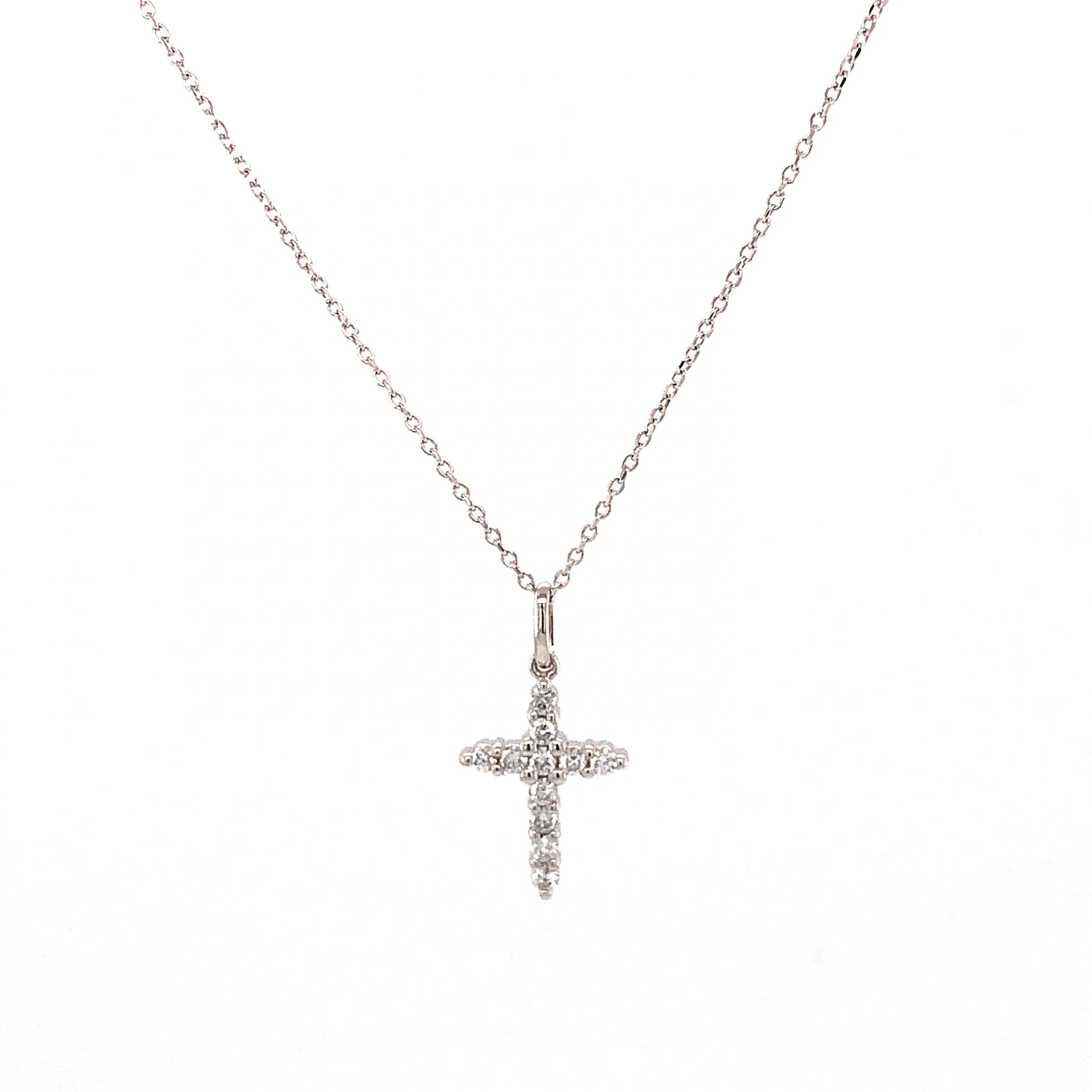 .27 Diamond Cross Pendant Necklace in 14k White Gold