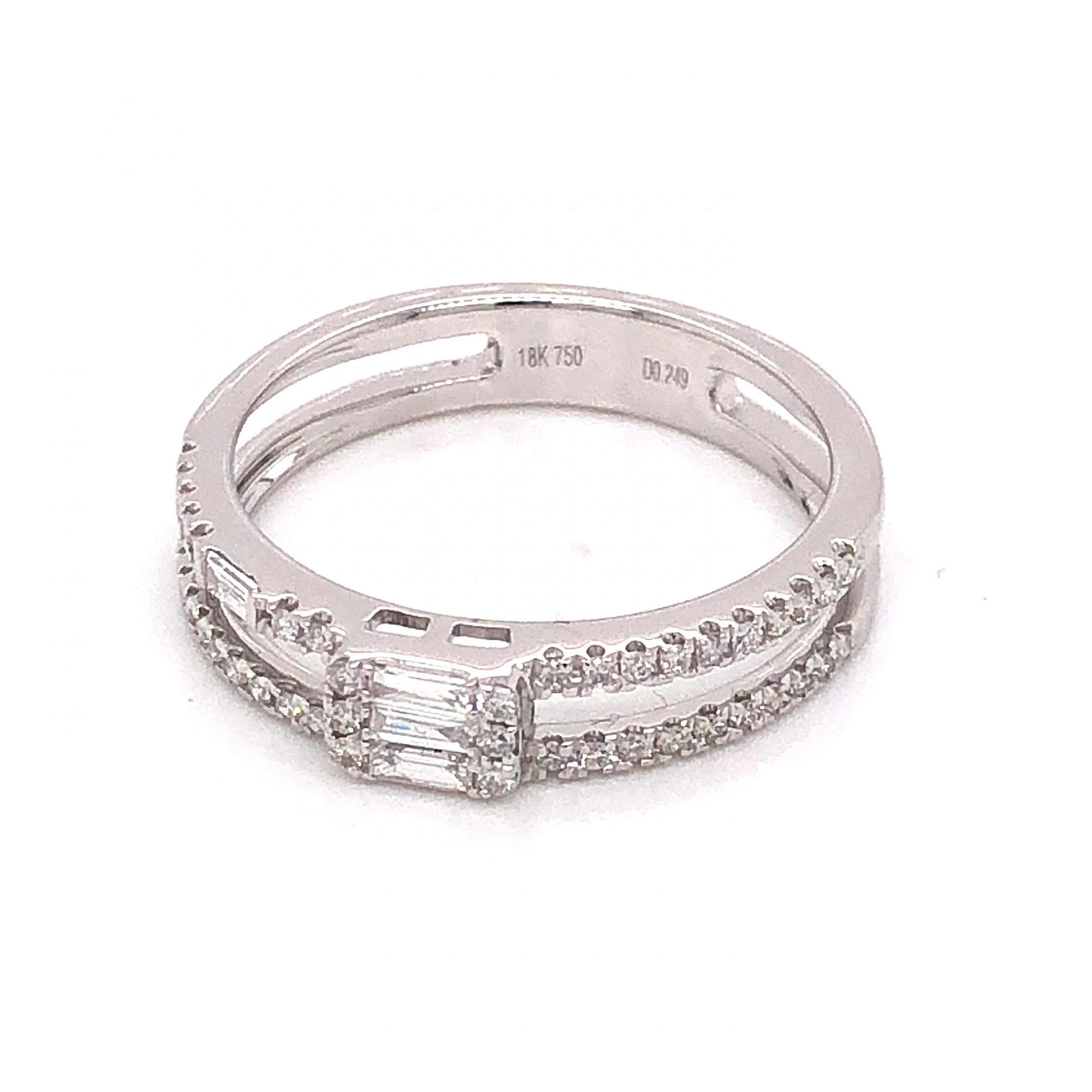 .27 Double Banded Diamond Stacking Ring in 18K White Gold - Image 2