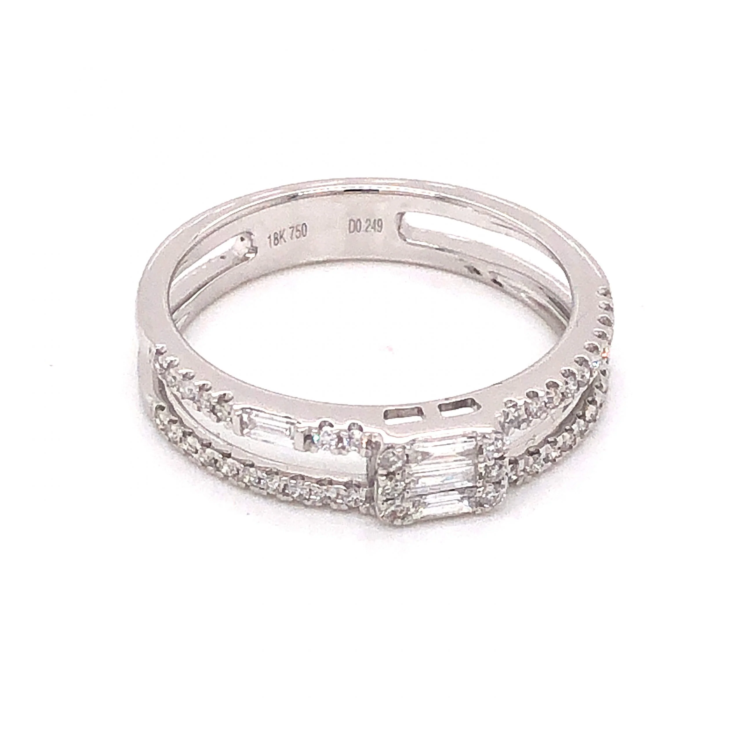 .27 Double Banded Diamond Stacking Ring in 18K White Gold - Image 3
