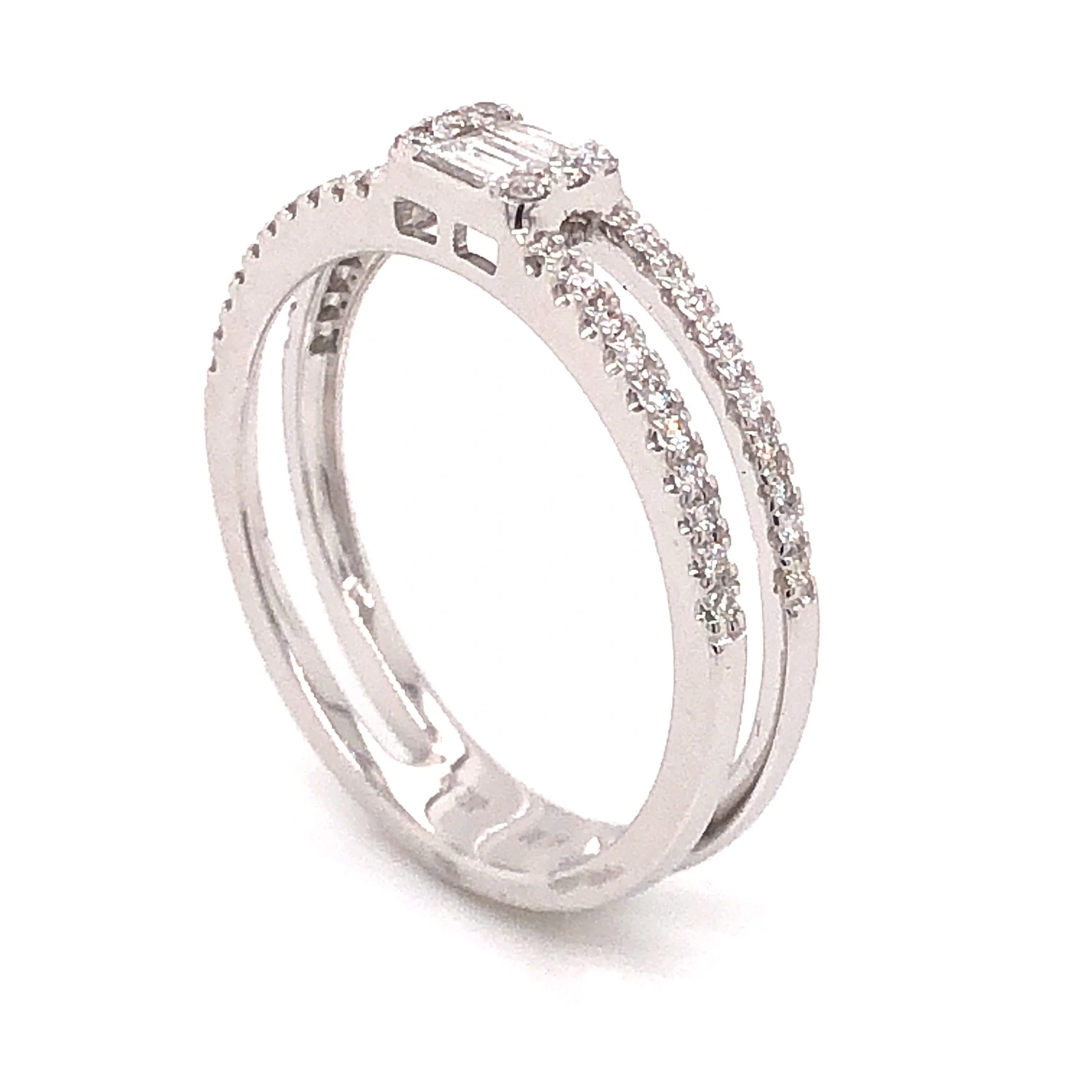 .27 Double Banded Diamond Stacking Ring in 18K White Gold - Image 4