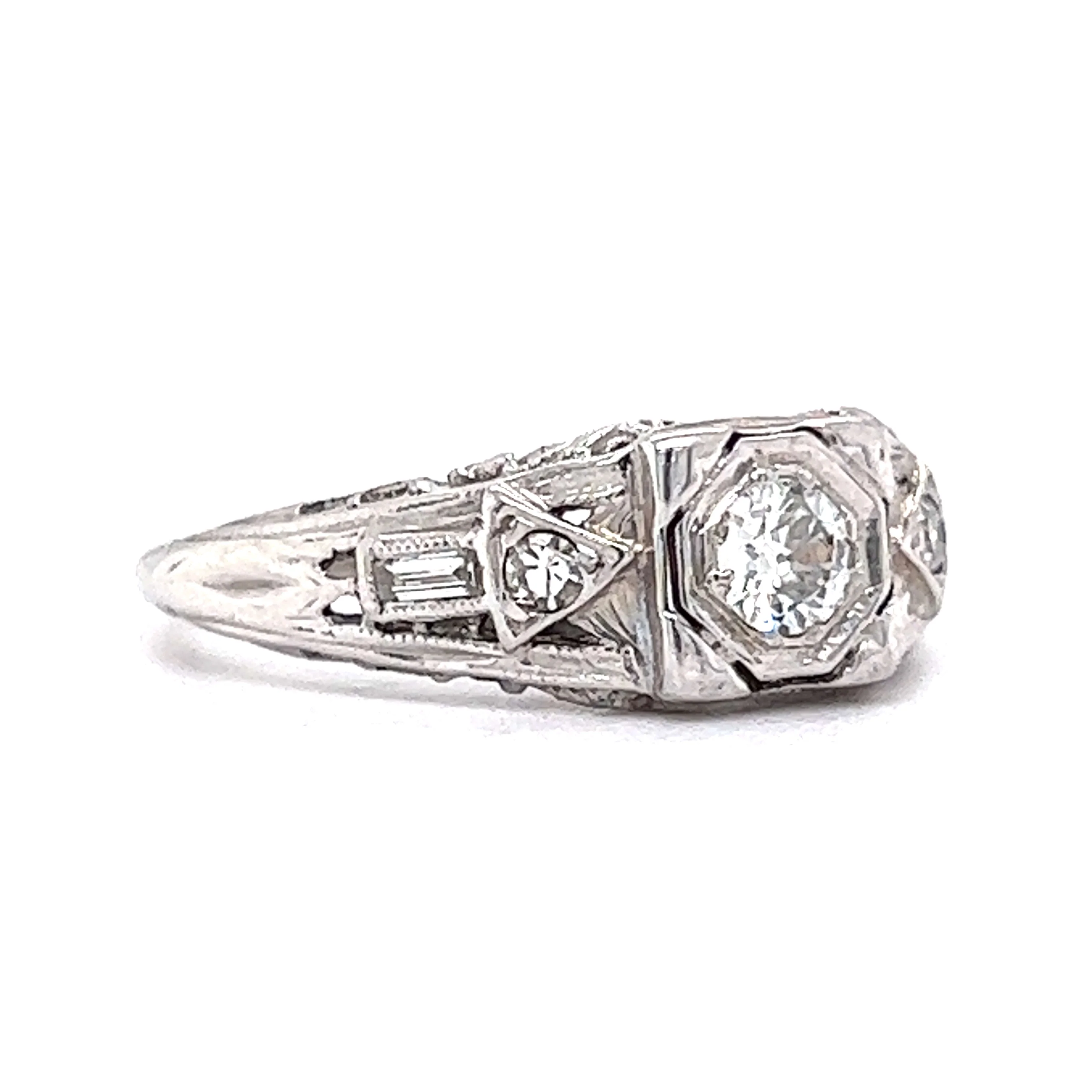 .27 European Diamond Engagement Ring in 18K White Gold - Image 3