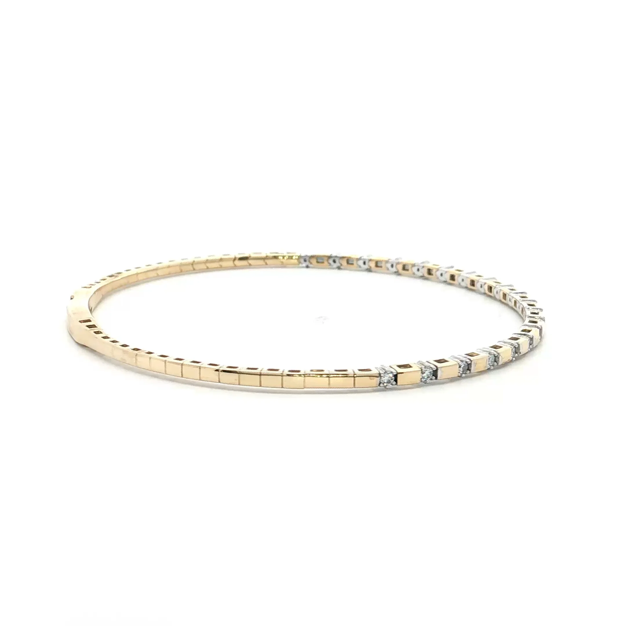 .27 Flexible Diamond Bangle Bracelet 14k Yellow Gold - Image 3