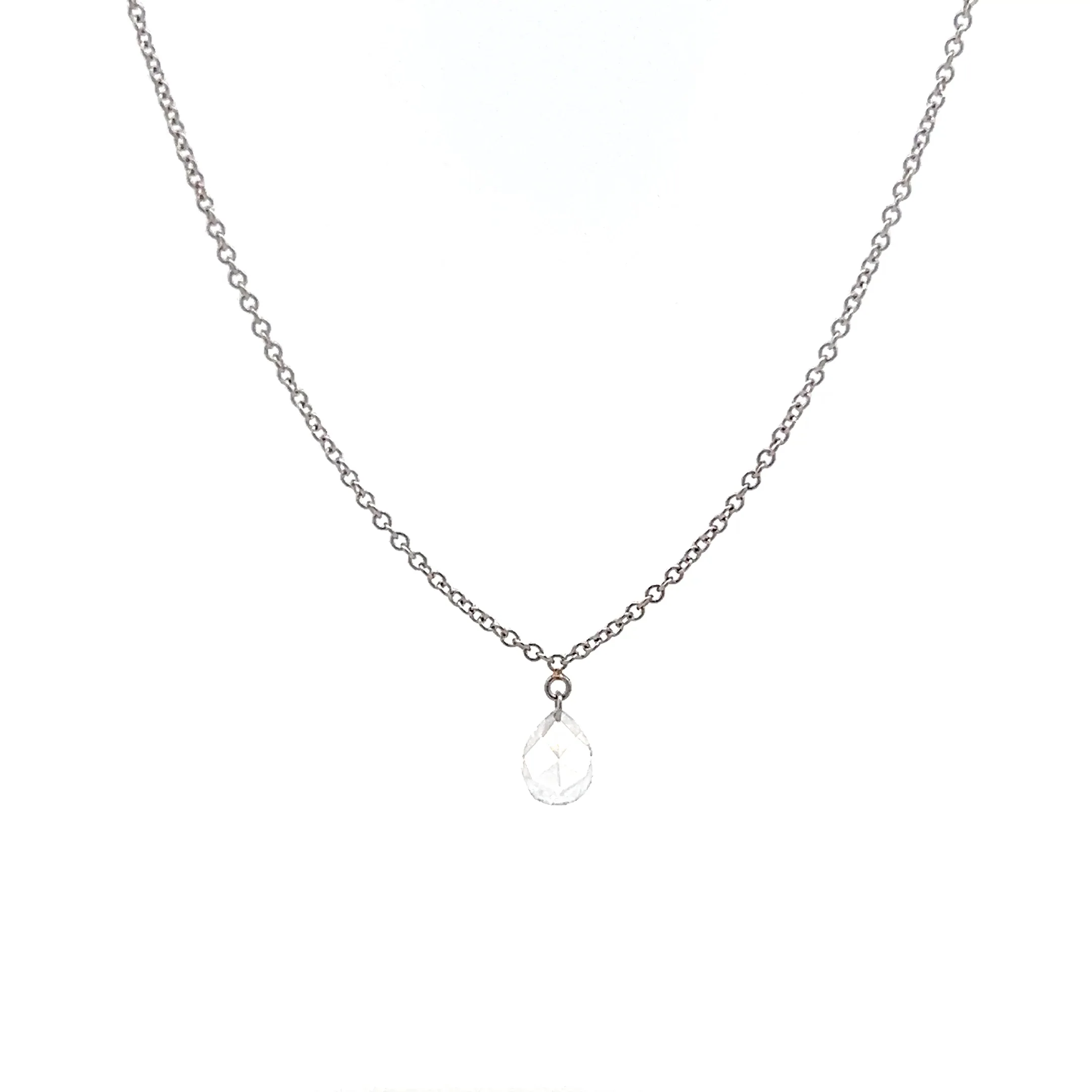 .27 Pear Rose Cut Diamond Pendant Necklace 14k