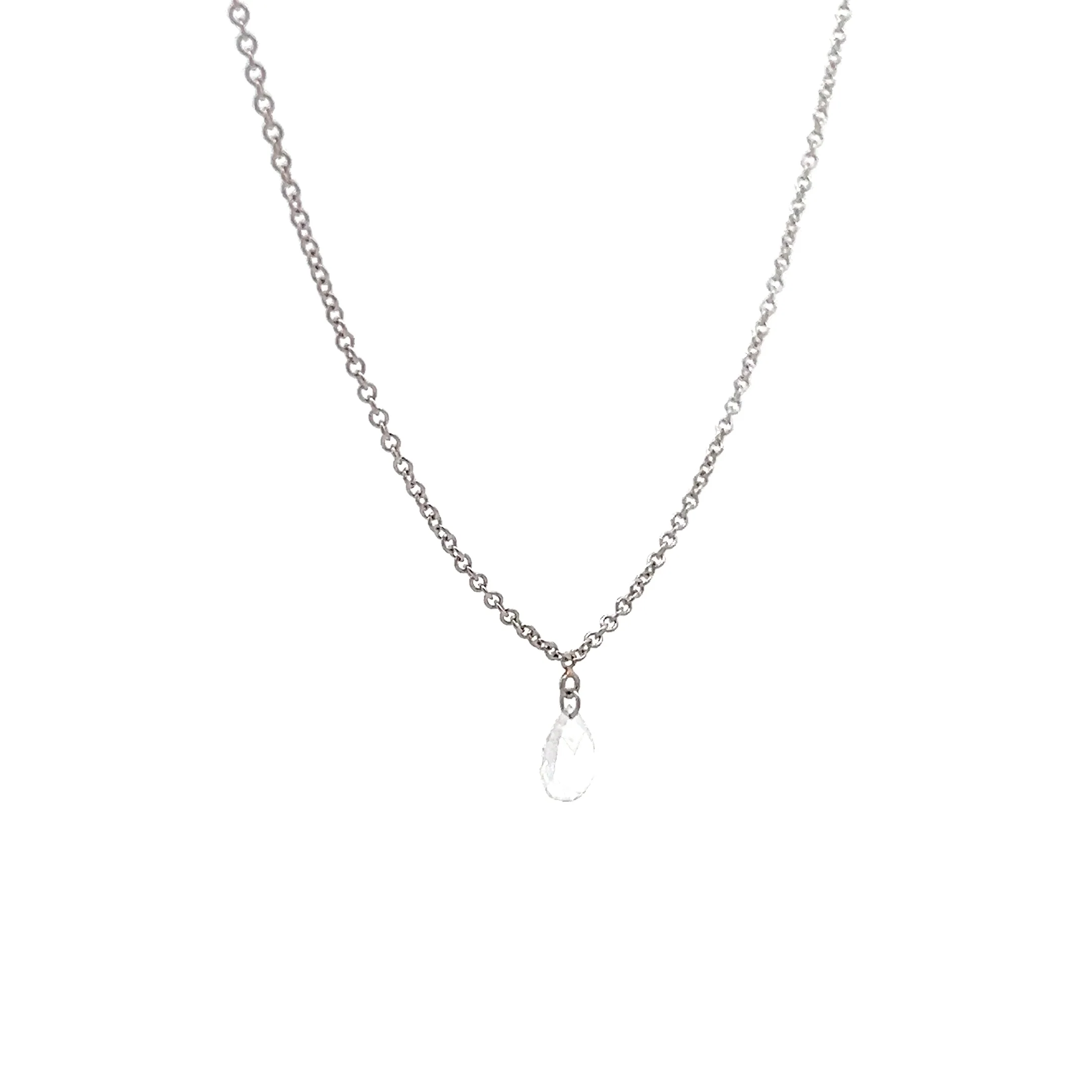 .27 Pear Rose Cut Diamond Pendant Necklace 14k - Image 2
