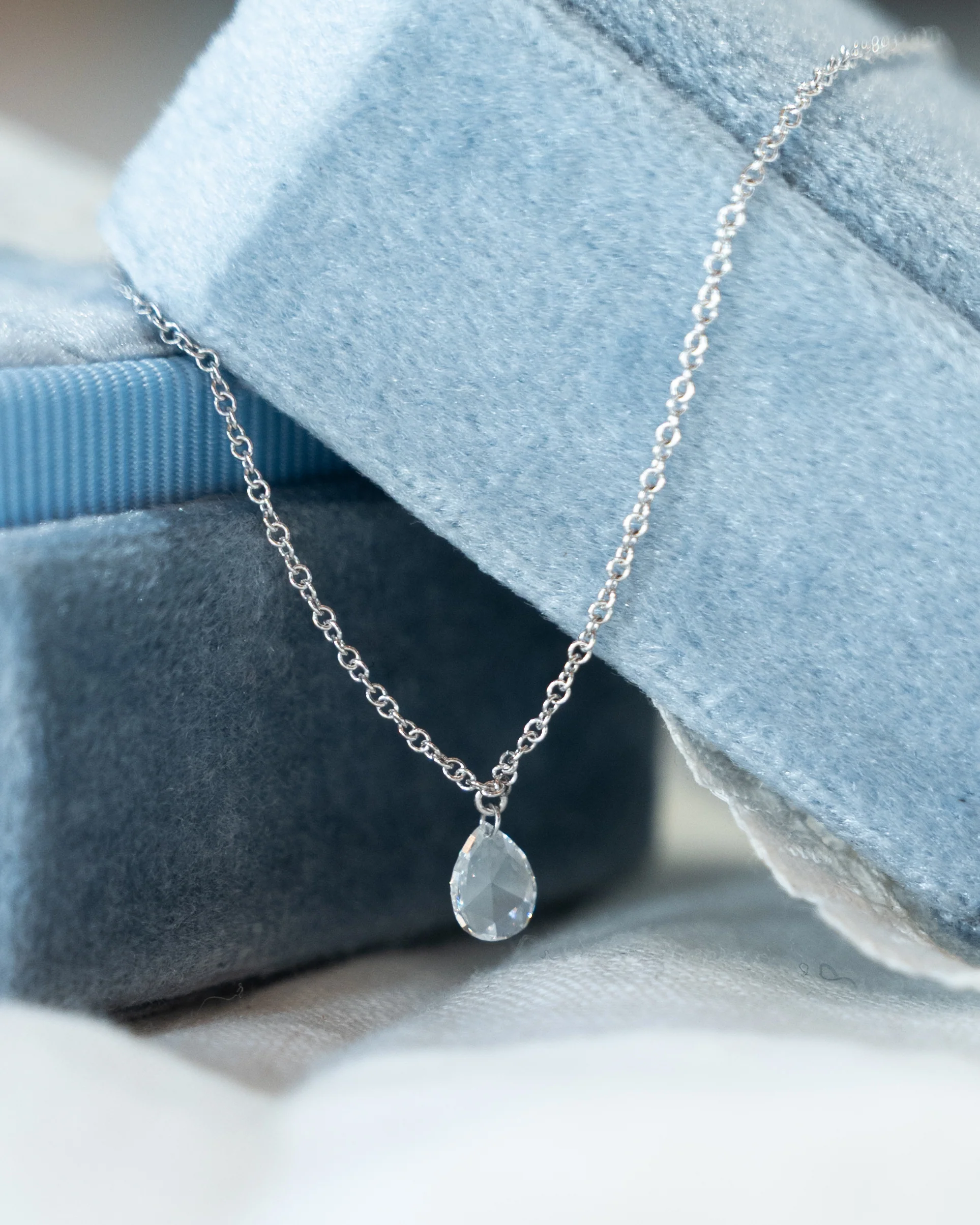 .27 Pear Rose Cut Diamond Pendant Necklace 14k - Image 5