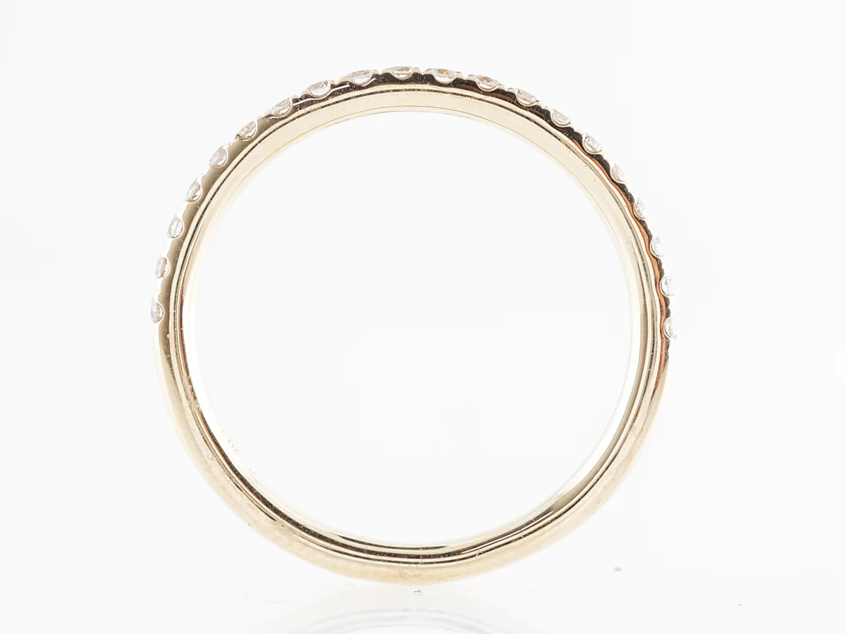 .27 Thin Wedding Band w/ Diamonds 14k Yellow Gold - Image 3