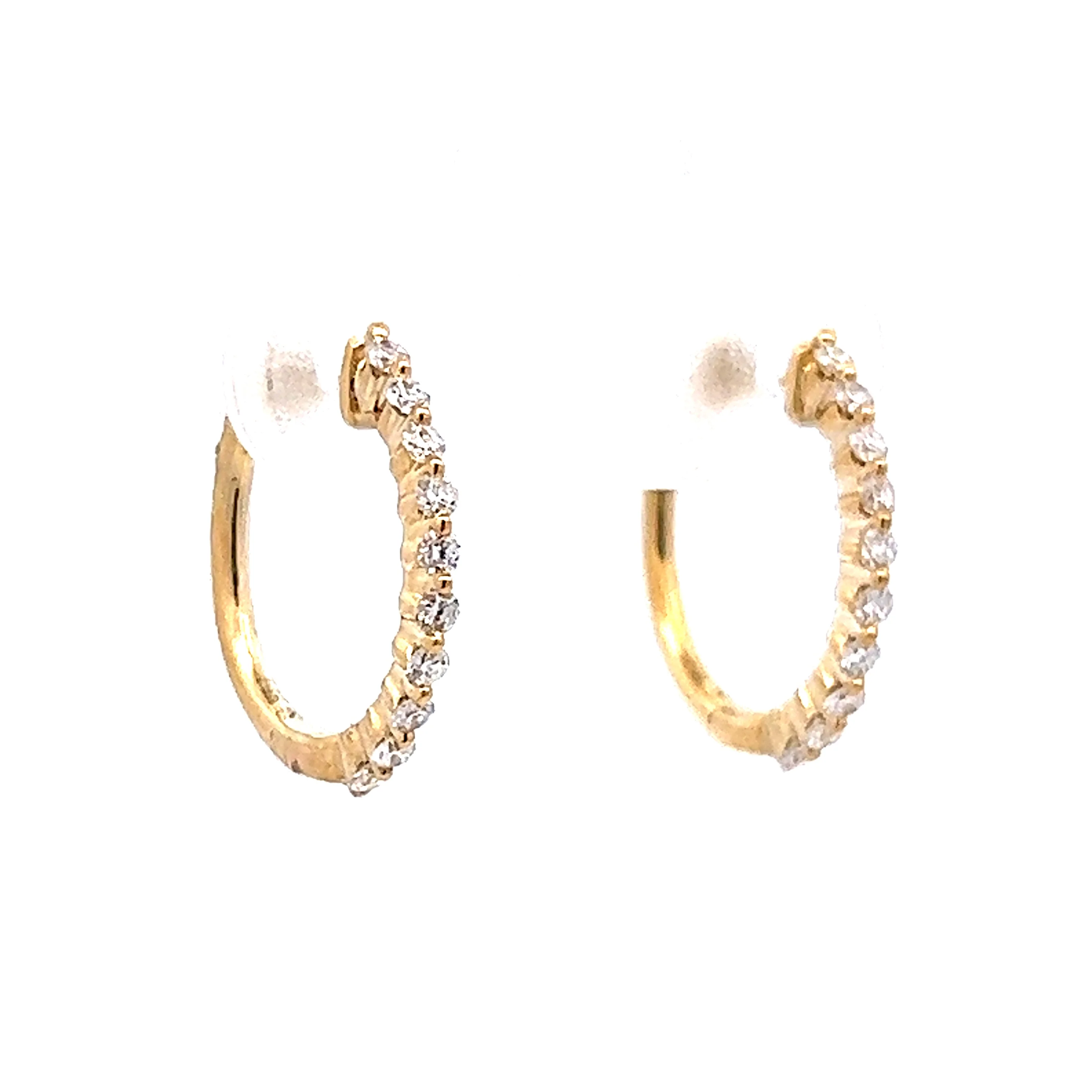 .27 Diamond Hoop Earrings in 14k Yellow Gold - Image 3