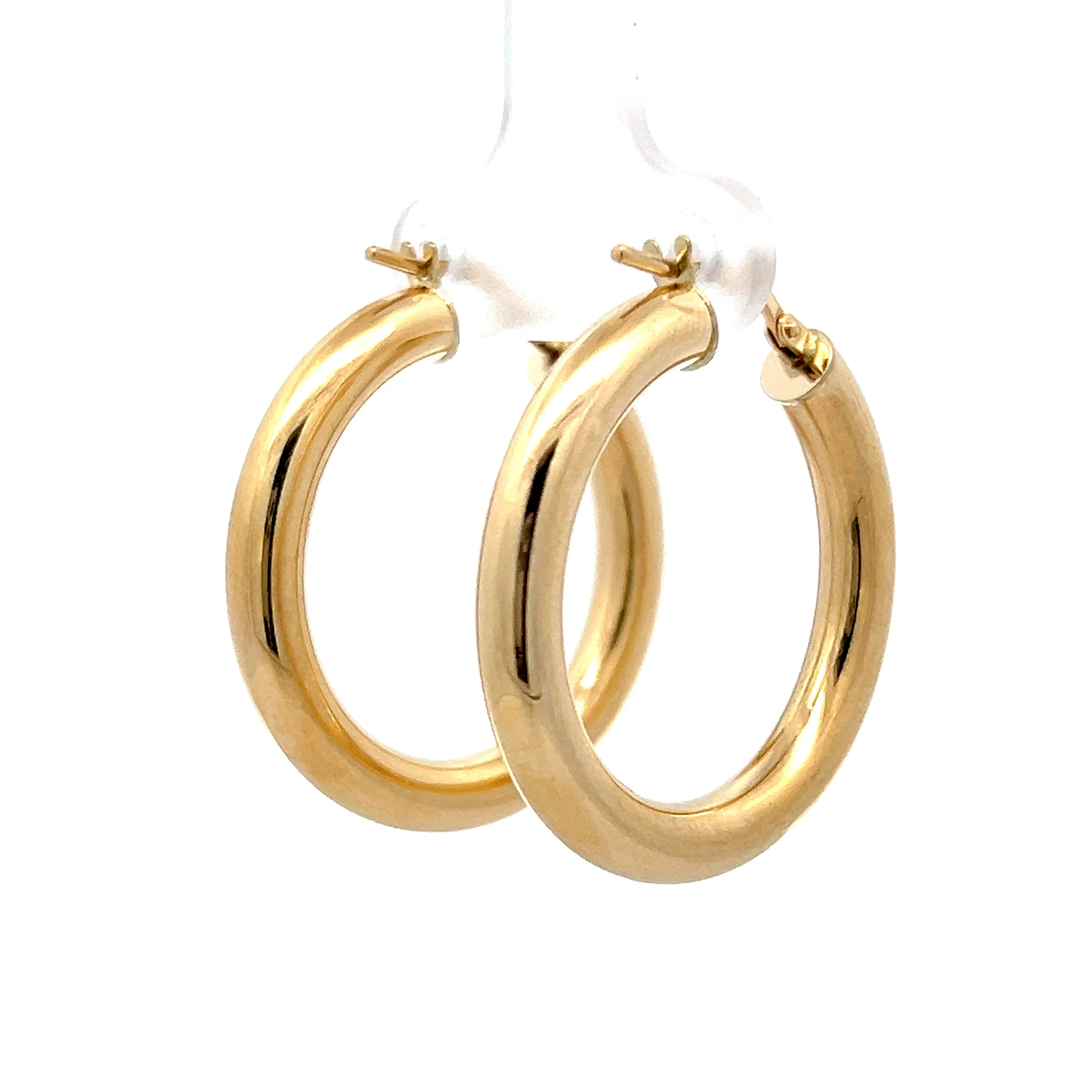 27mm Hollow Hoop Earrings in 14k Yellow Gold - Image 2