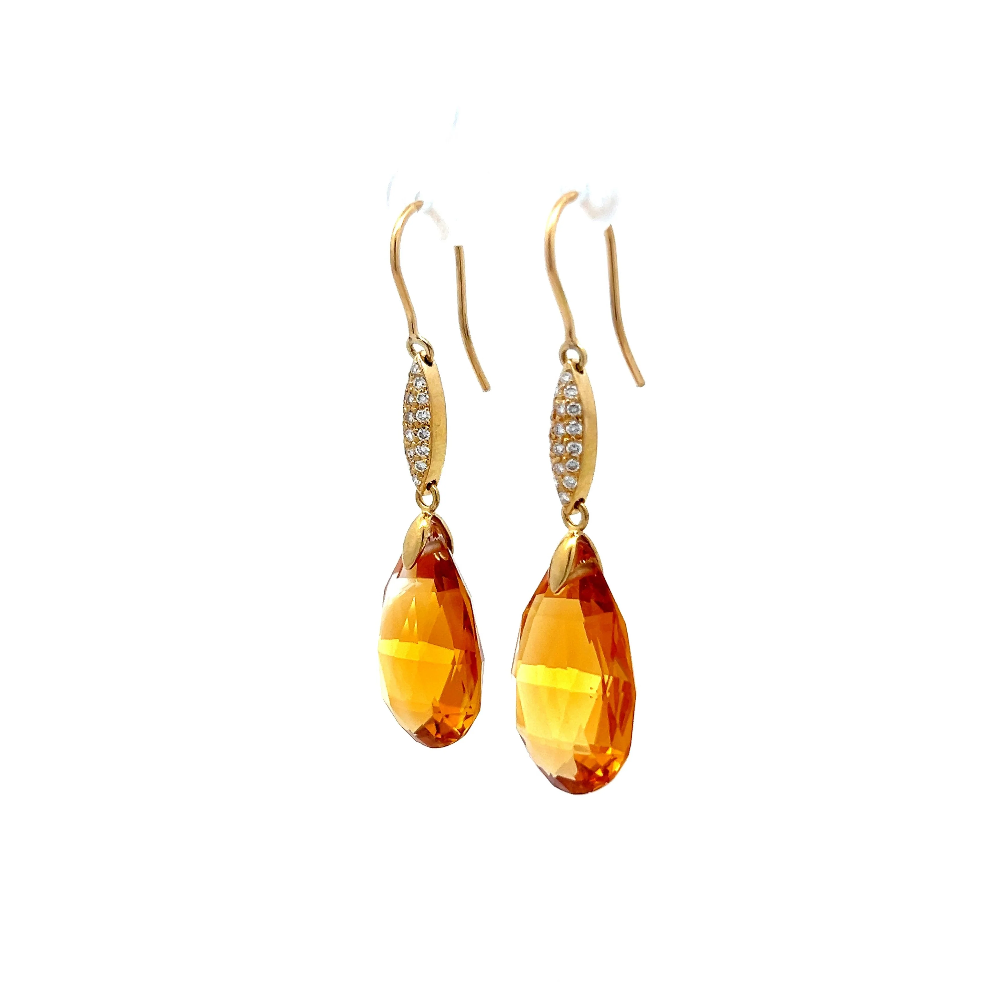 28.00 Briolette Citrine Drop Earrings in 18k - Image 2