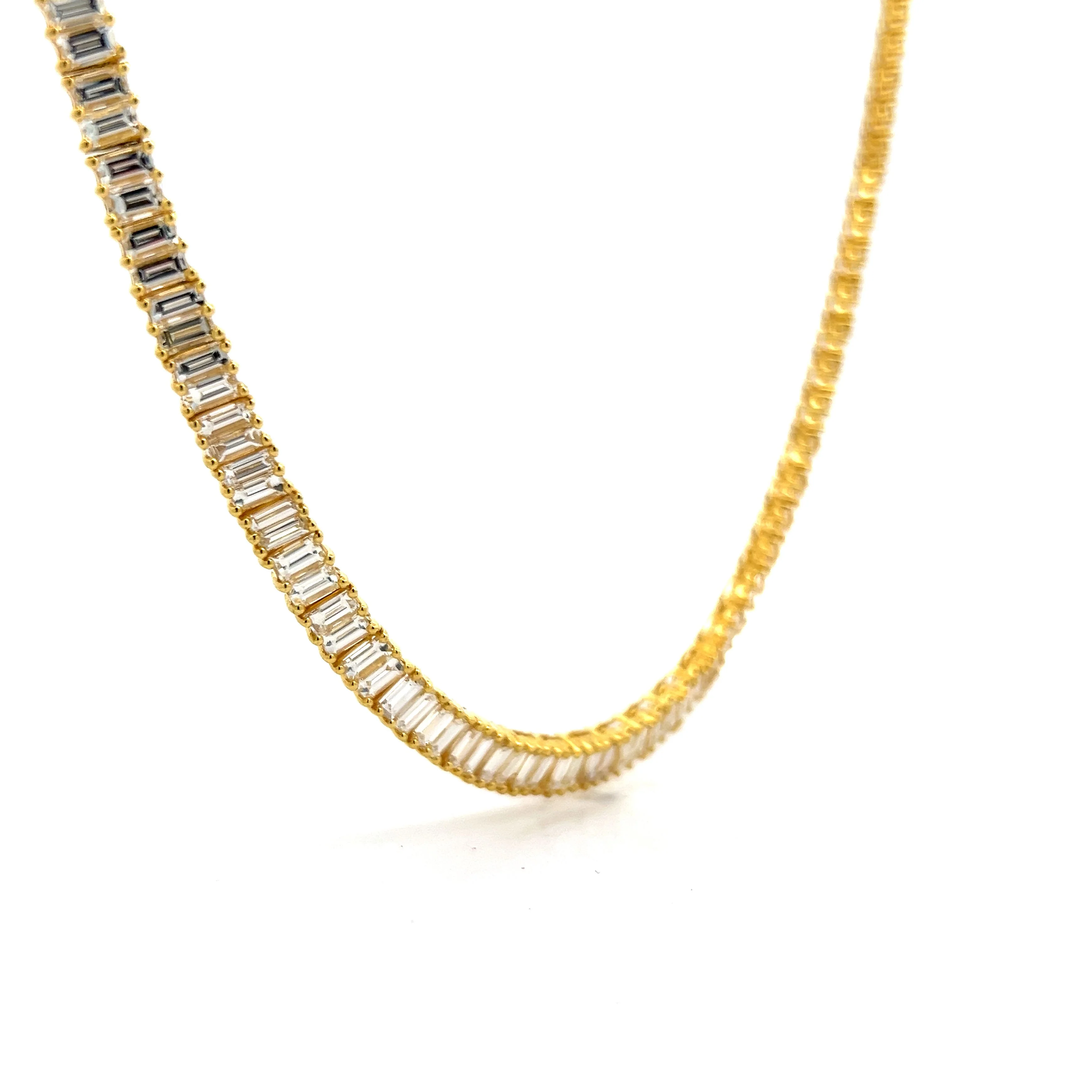 28.16 Emerald Cut Diamond Necklace in 14k Yellow Gold - Image 3