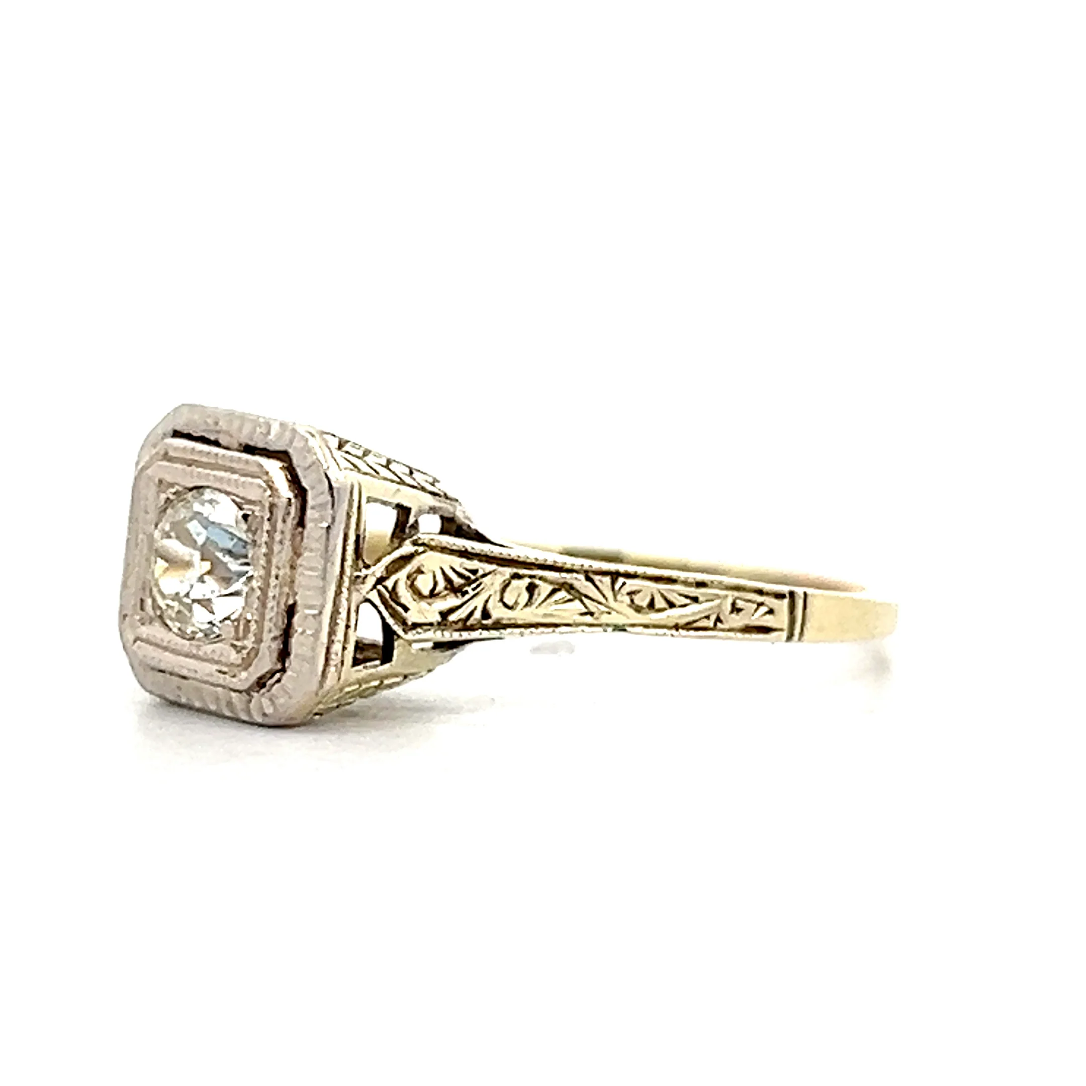 .28 Antique Art Deco Filigree Engagement Ring in 14k - Image 2