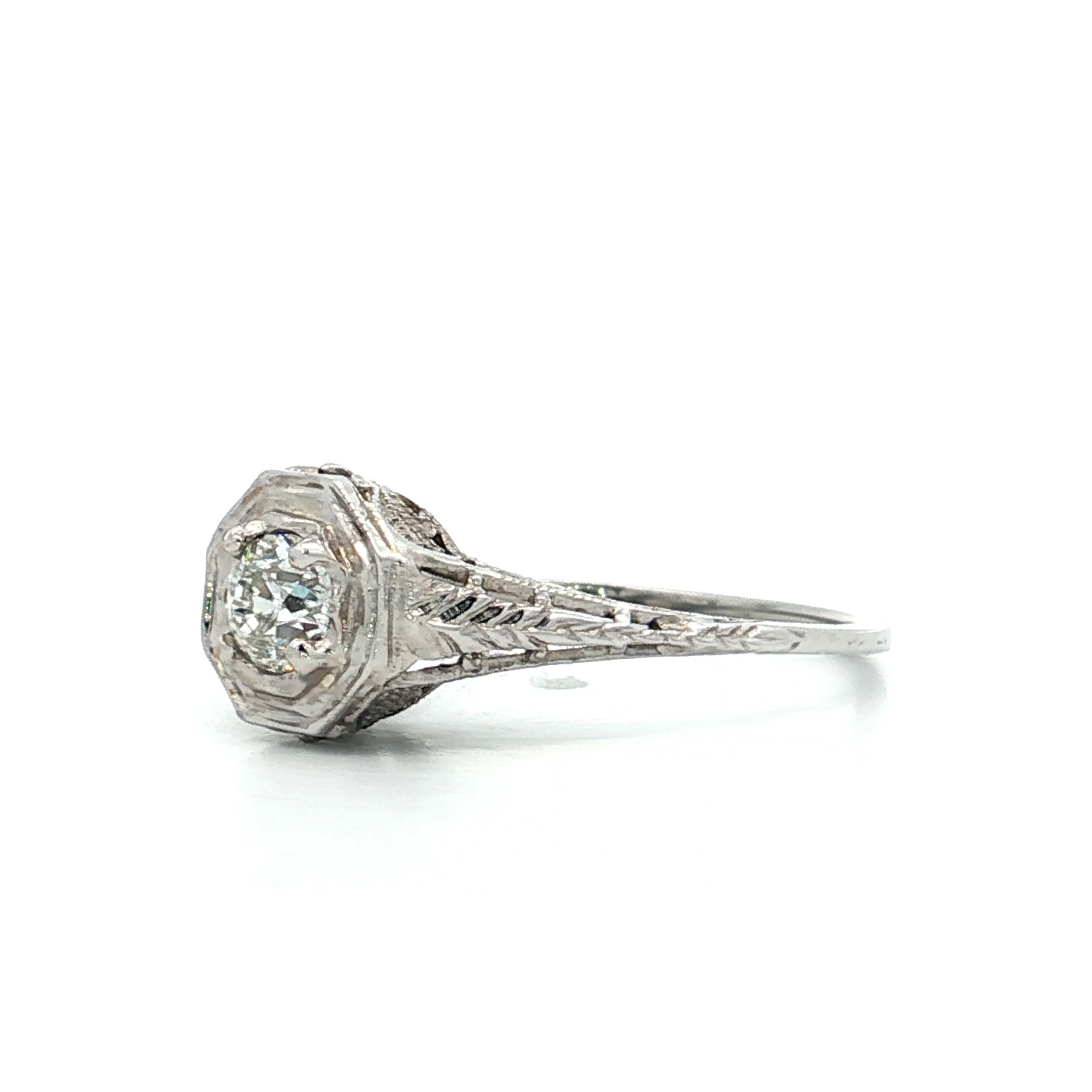 .28 Antique Old European Diamond Engagement Ring 18k - Image 2