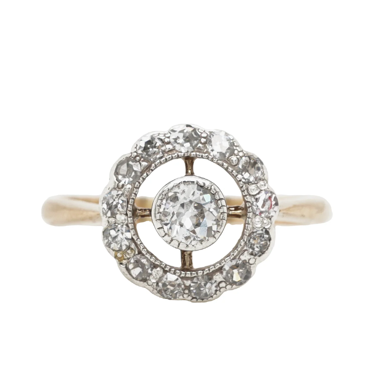 .28 Art Deco Diamond Halo Engagement Ring in Yellow Gold & Platinum - Image 2