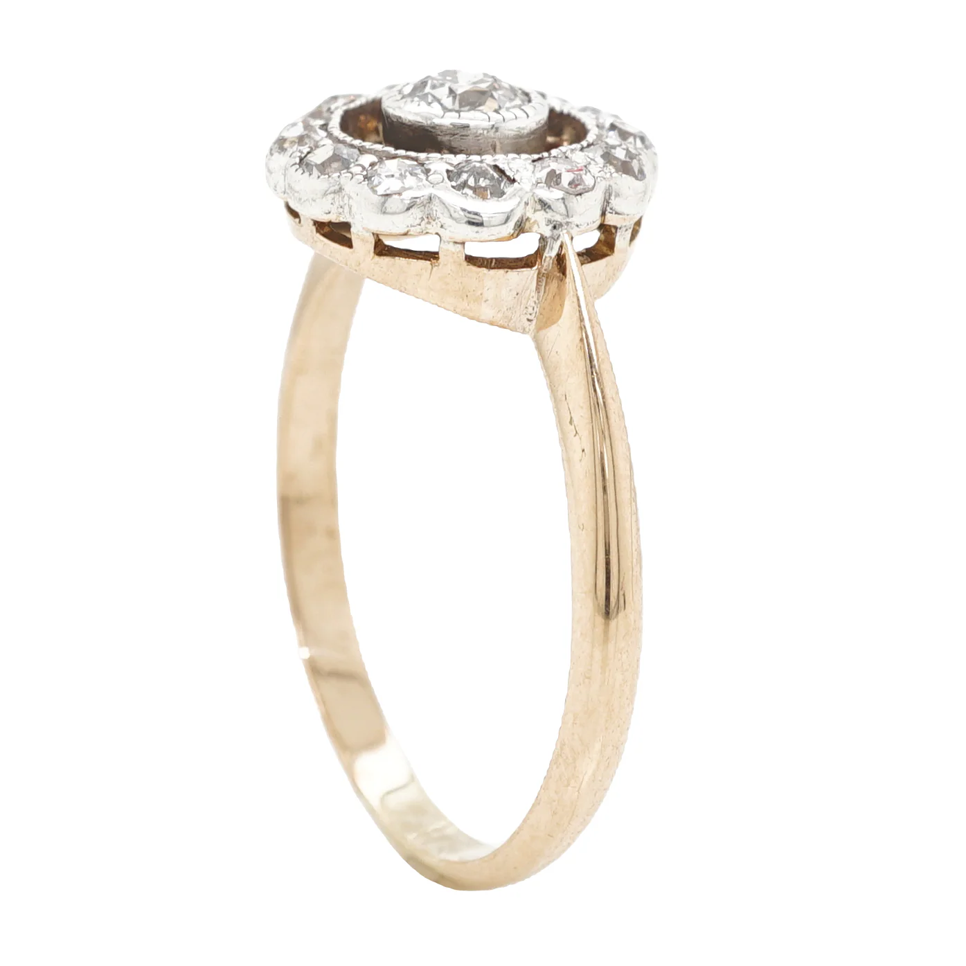 .28 Art Deco Diamond Halo Engagement Ring in Yellow Gold & Platinum - Image 6