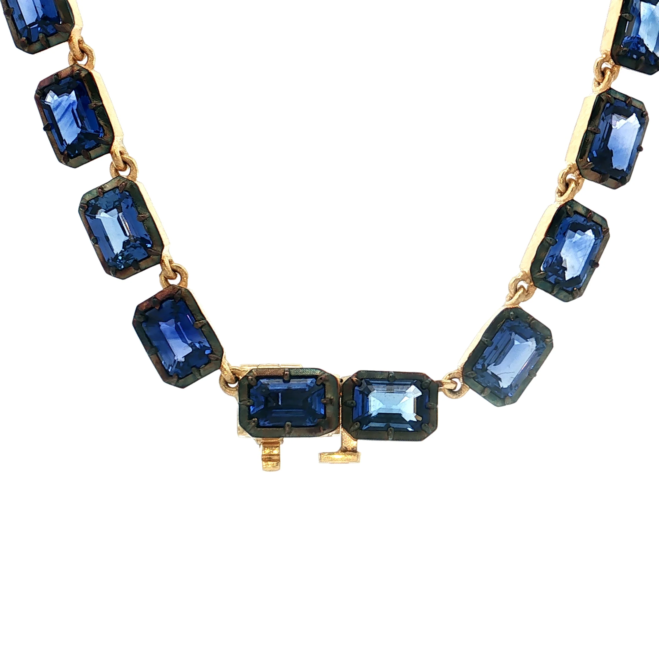 28 Carat Emerald Cut Sapphire Statement Necklace 18k - Image 4